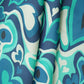 Green Blue Abstract Print Armani Satin Fabric 13833