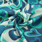 Green Blue Abstract Print Armani Satin Fabric 13833