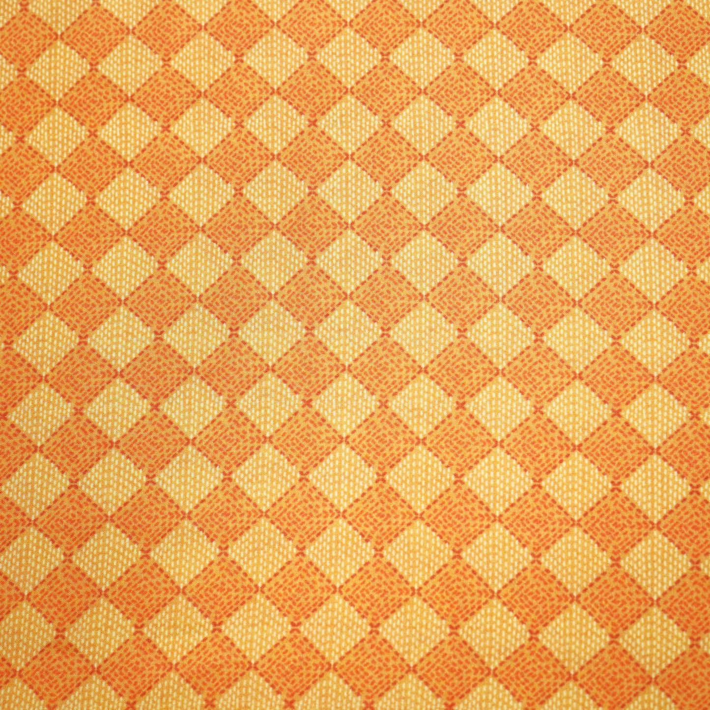 Orange Check Box Print Crepe Fabric