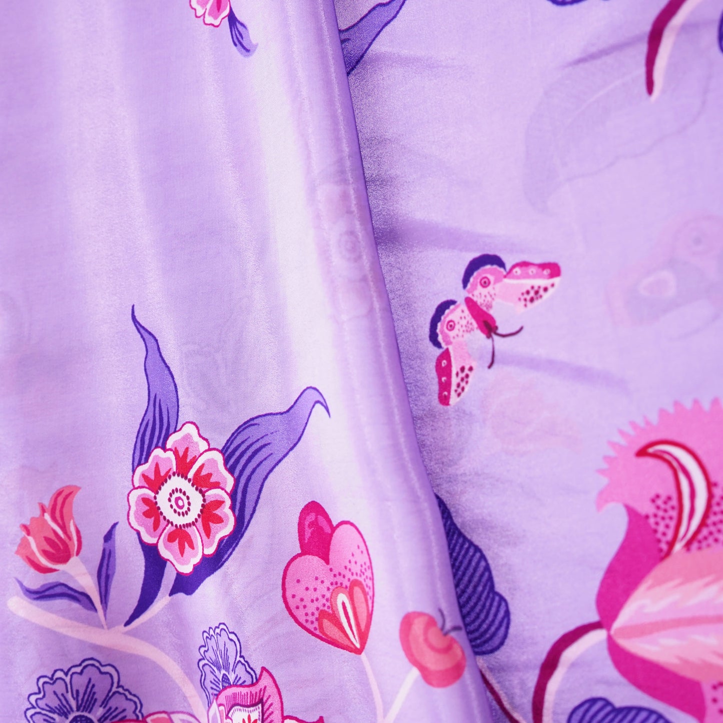 Lilac Floral Print Crepe Fabric