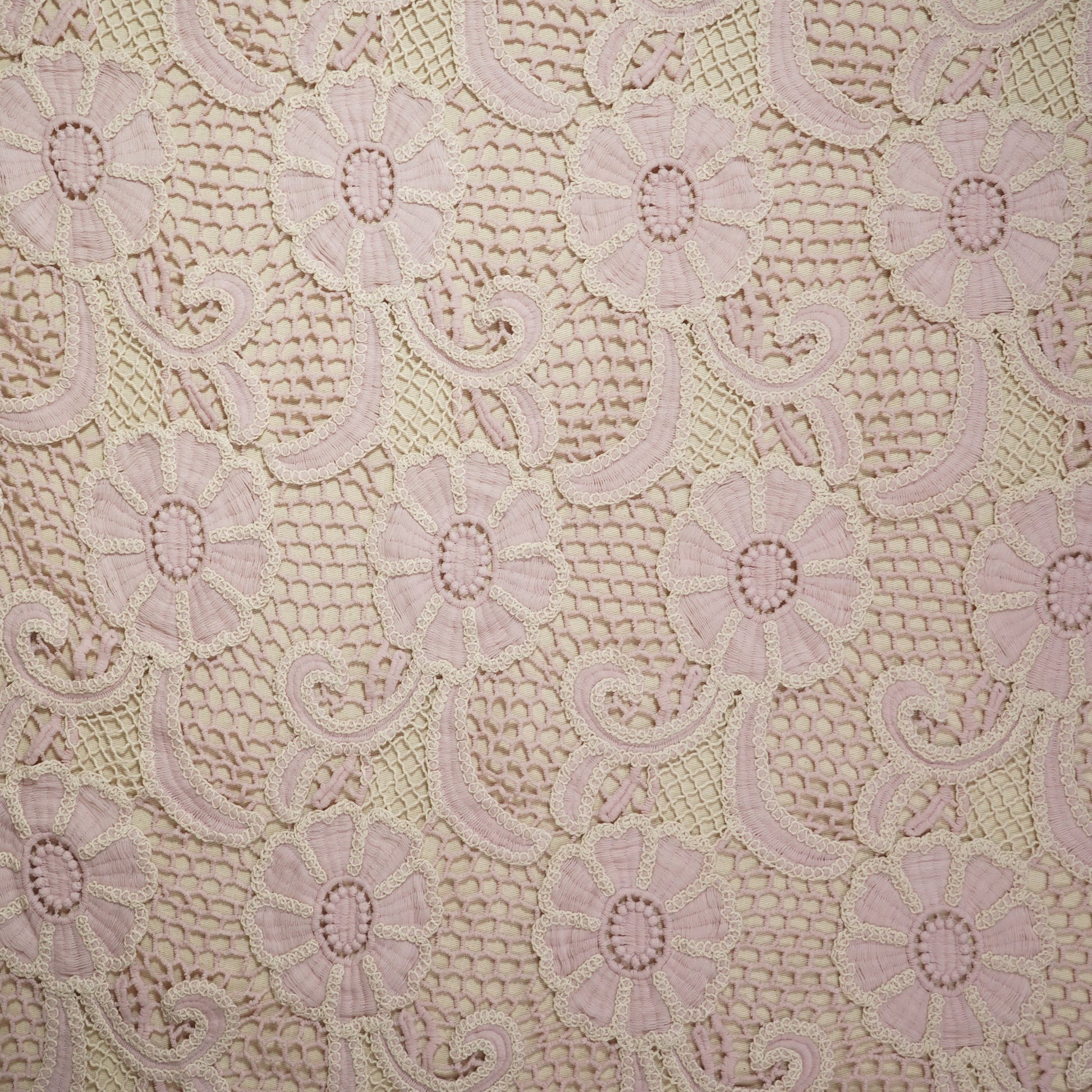 Pink Floral Cotton Crochet Fabric 22585