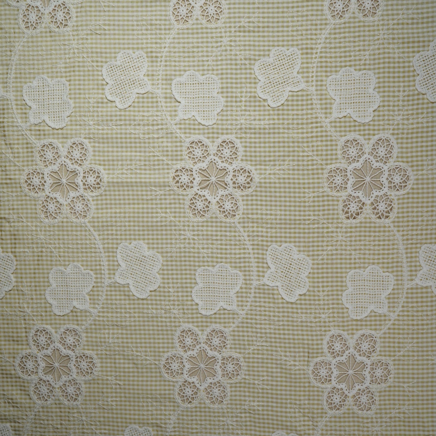 Beige Floral Poplin Schiffli Fabric 22582