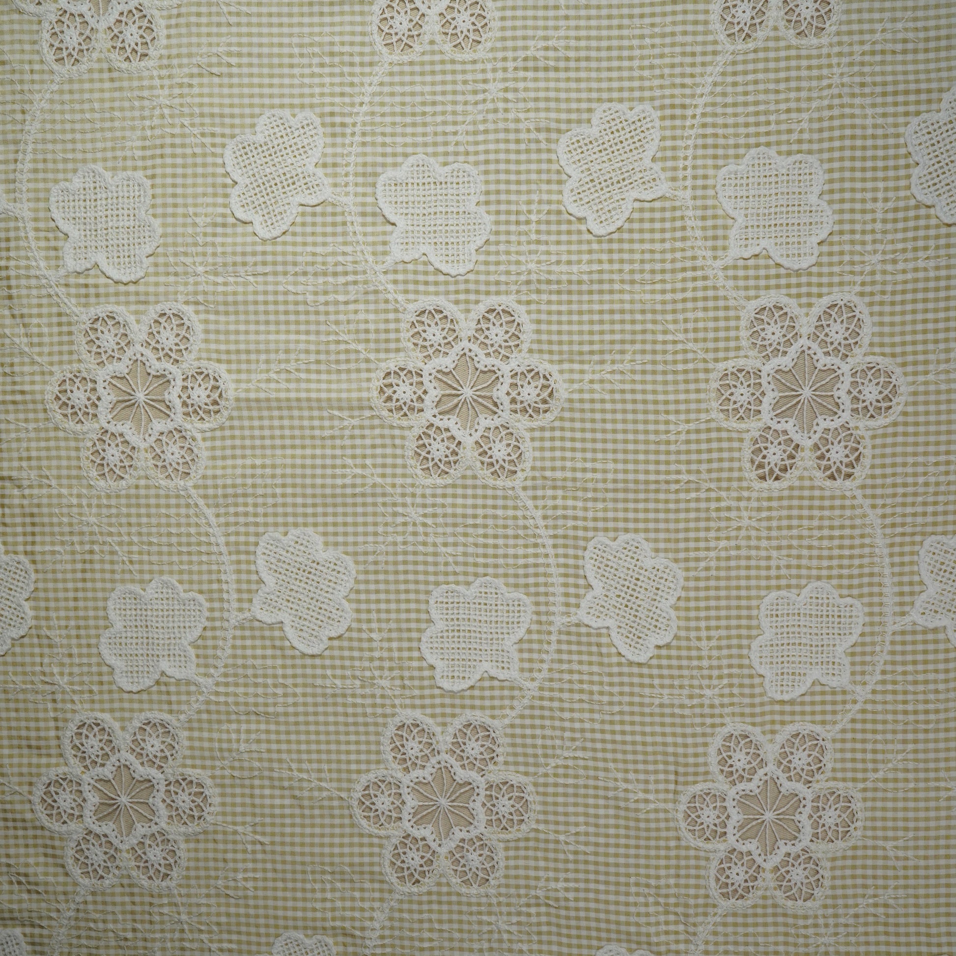 Beige Floral Poplin Schiffli Fabric 22582