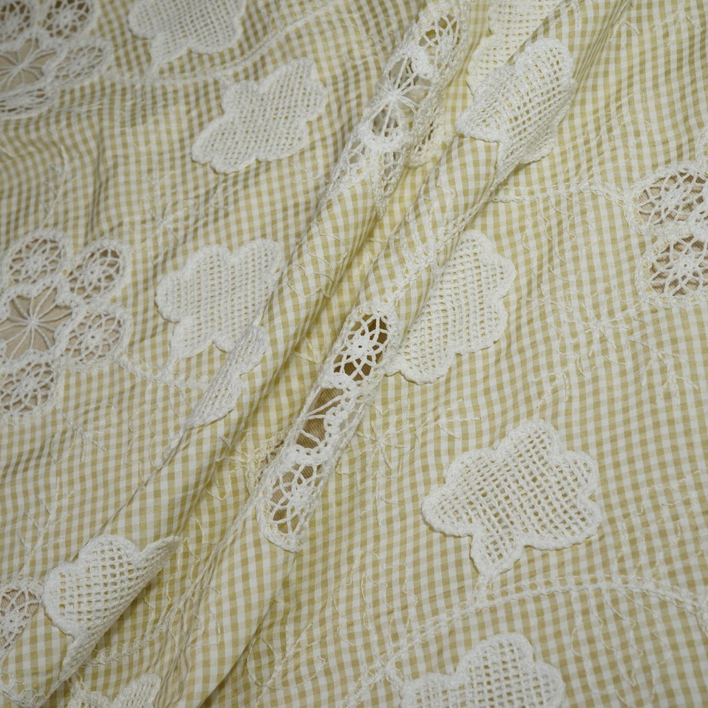 Beige Floral Poplin Schiffli Fabric 22582