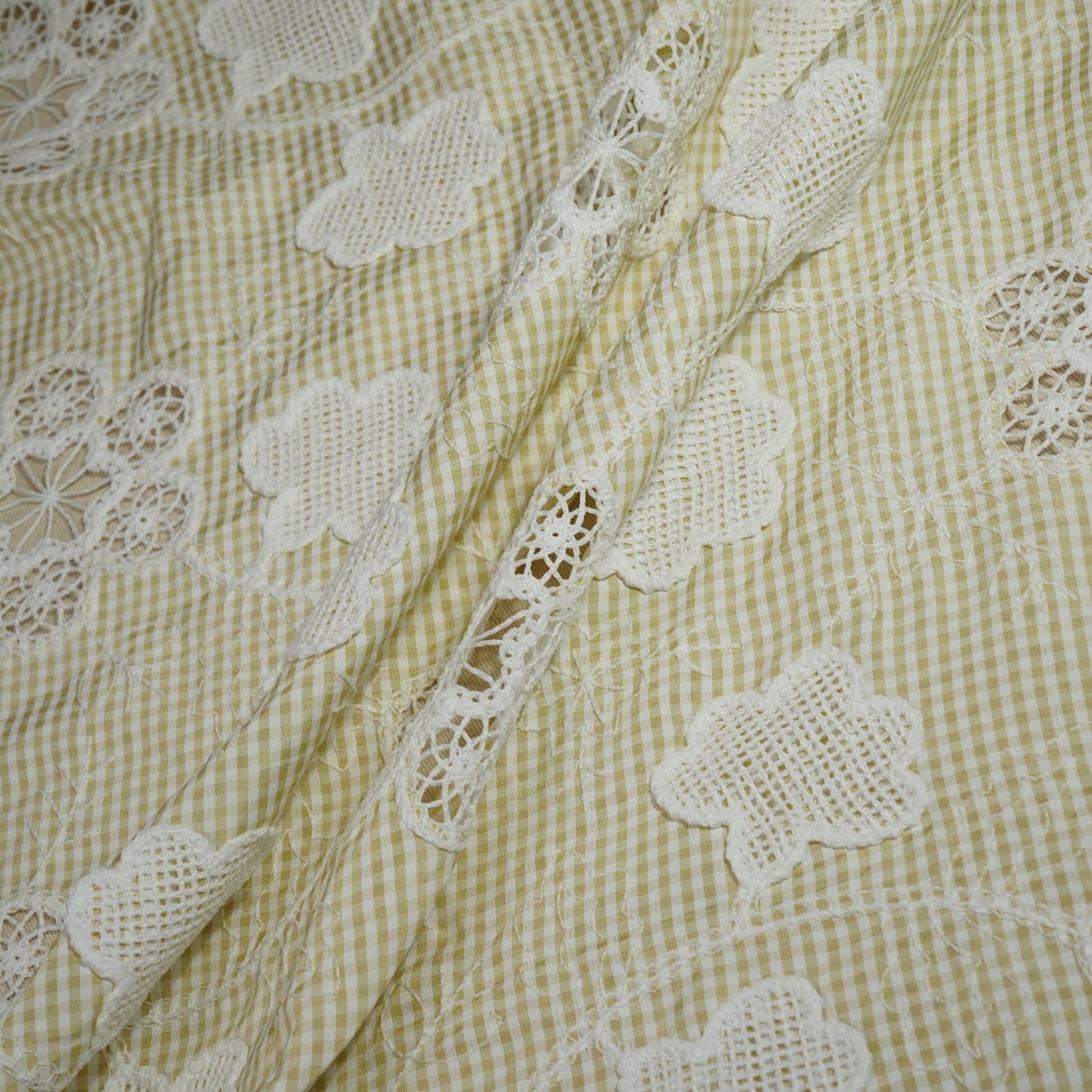 Beige Floral Poplin Schiffli Fabric 22582