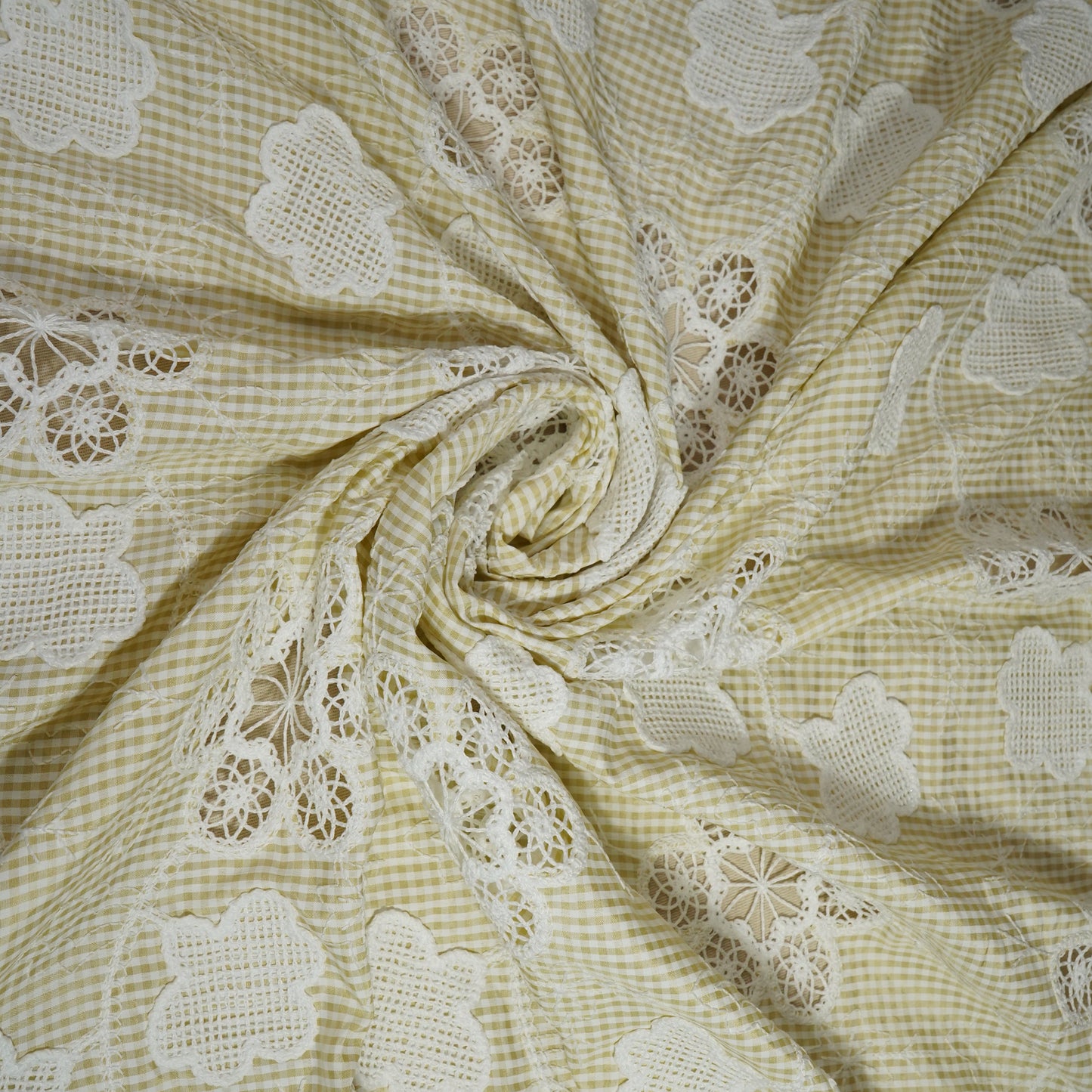 Beige Floral Poplin Schiffli Fabric 22582