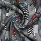 Grey Geometrical Print Cotton Linen Fabric 21025