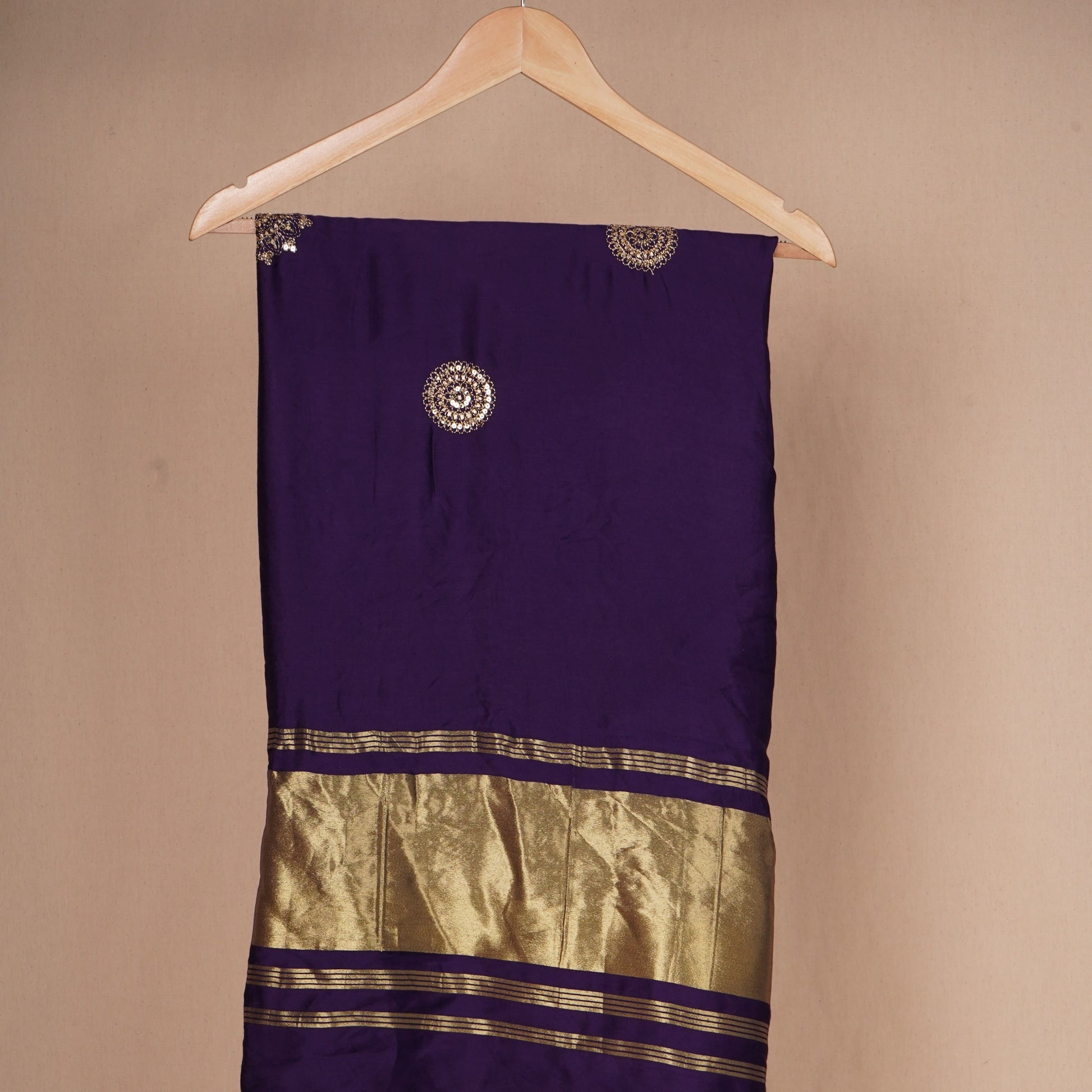 Purple Buta Work with sequin embroidery Cotton Silk Dupatta