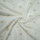 White Zari Dyeable Sequins Embroidery Russian Silk Fabric 22572