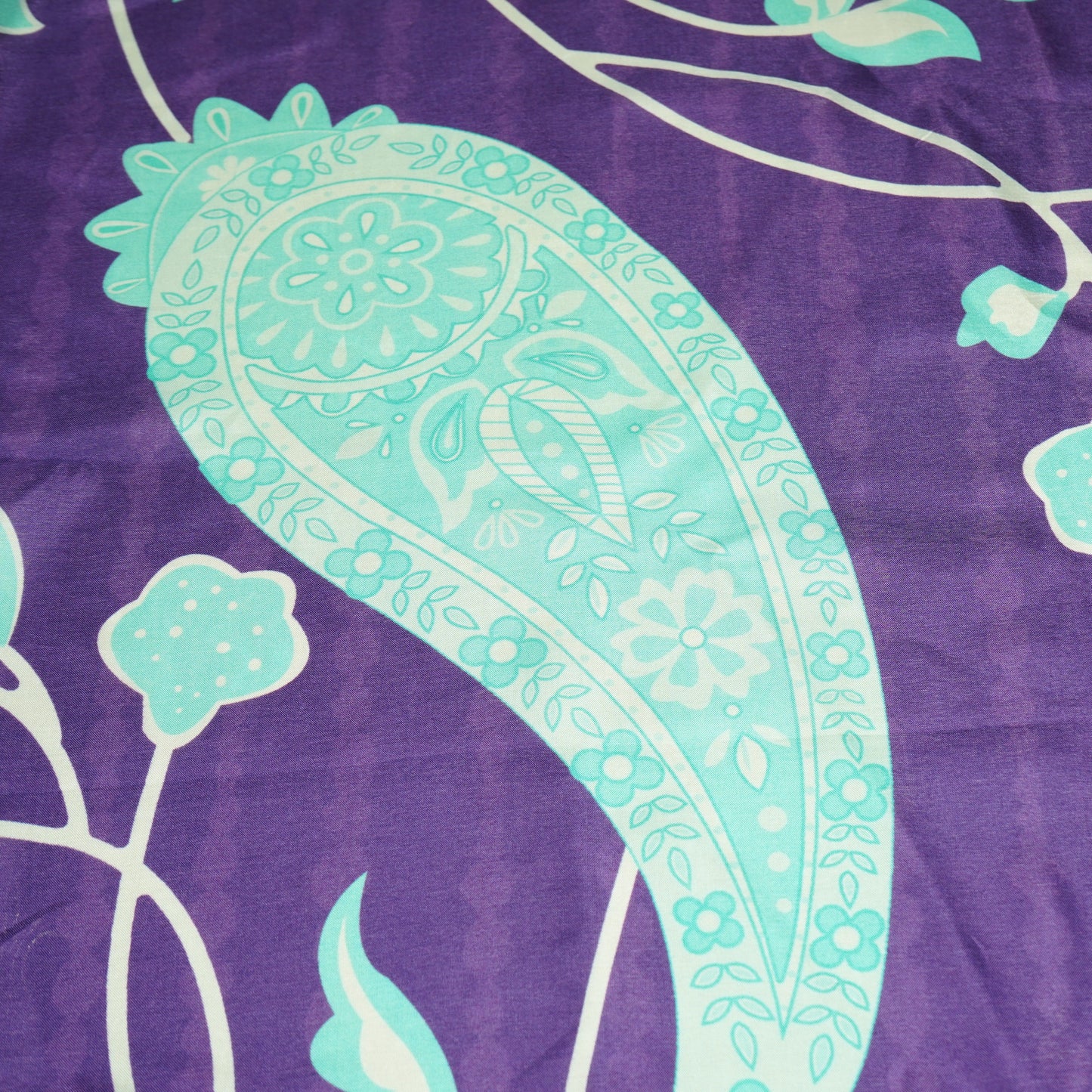 Purple Floral Print Upada Silk Fabric 21093