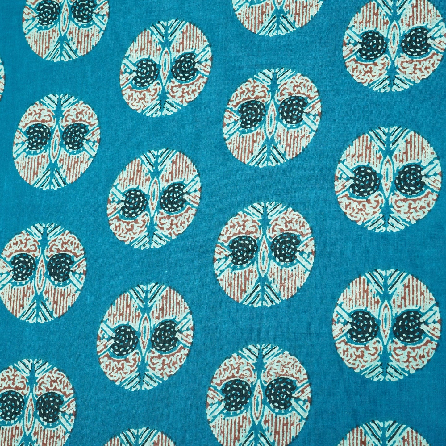 Teal Blue Handblock Cotton Fabric 23435