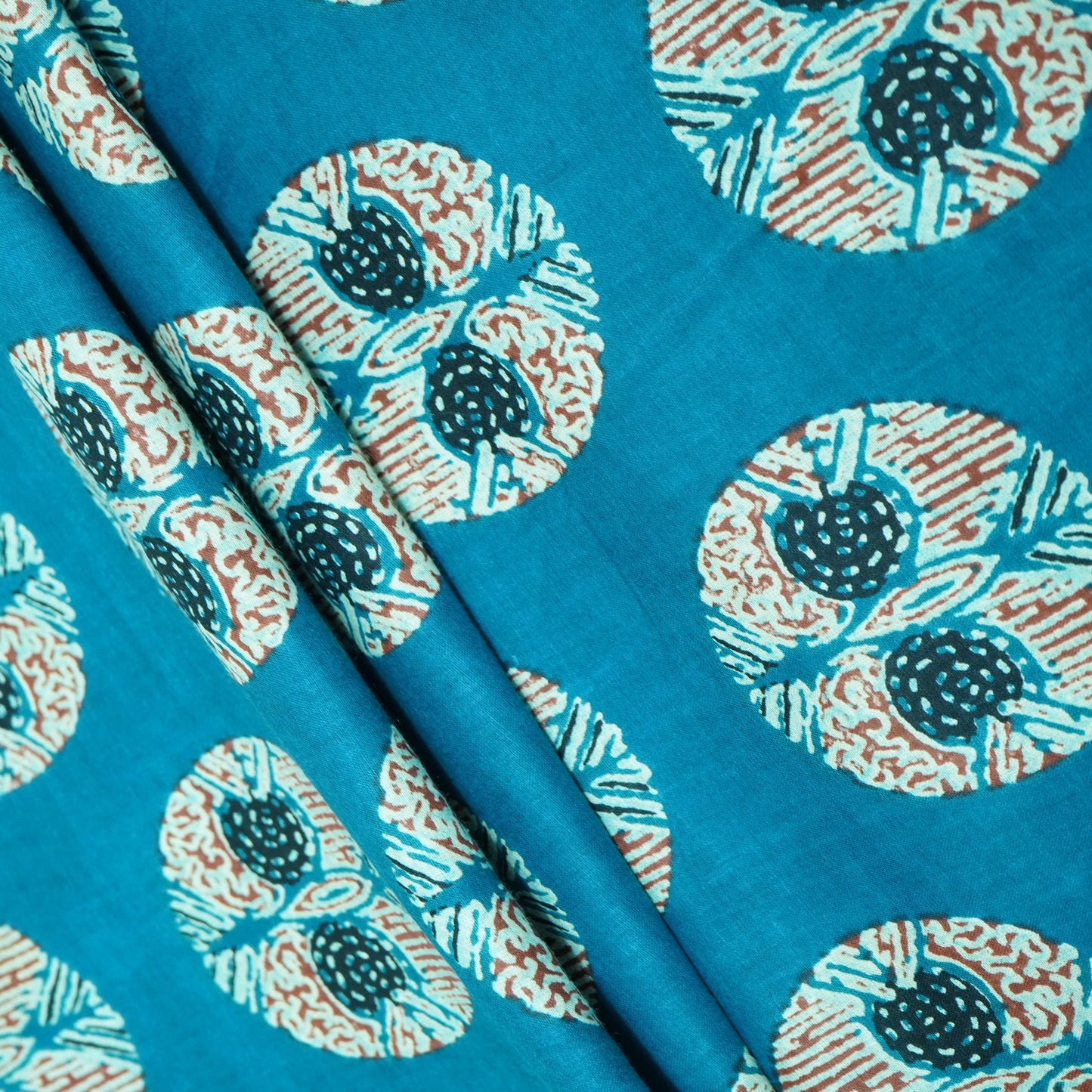 Teal Blue Handblock Cotton Fabric 23435