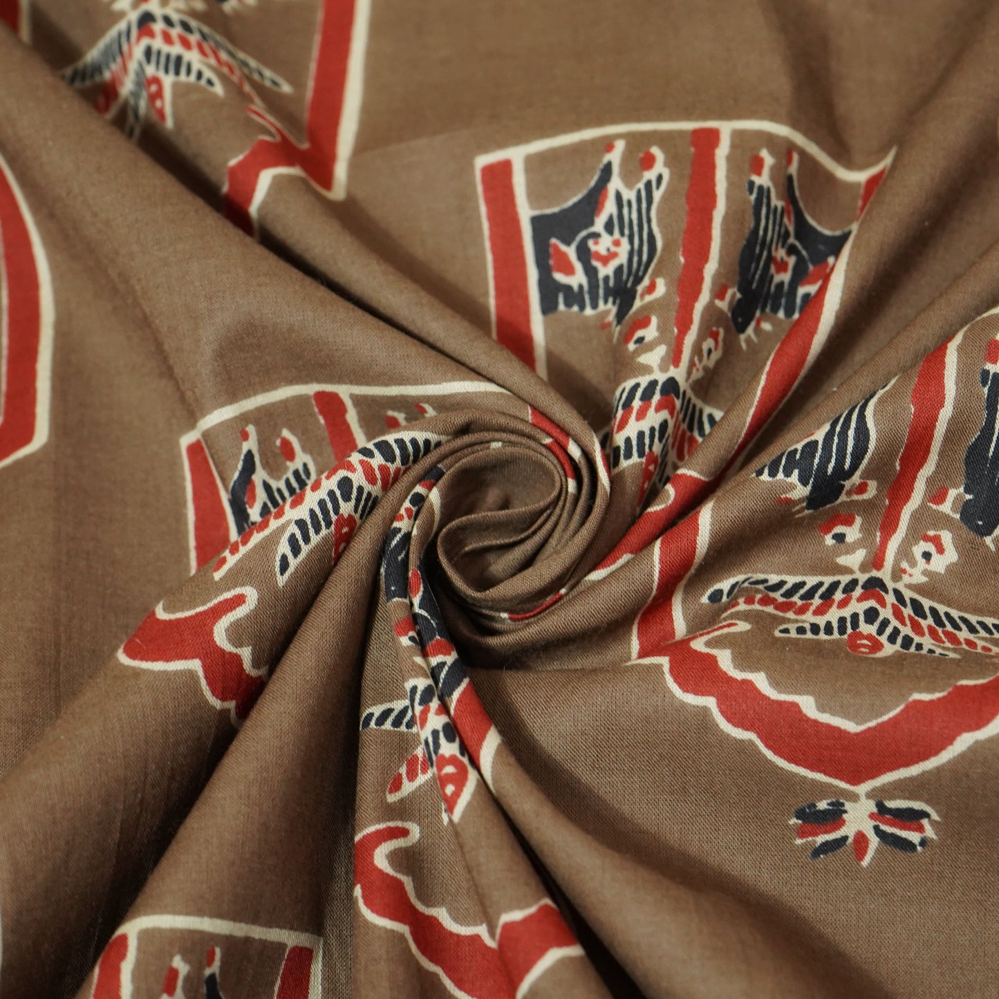 Brown Ajrakh Print Cotton Fabric 23427