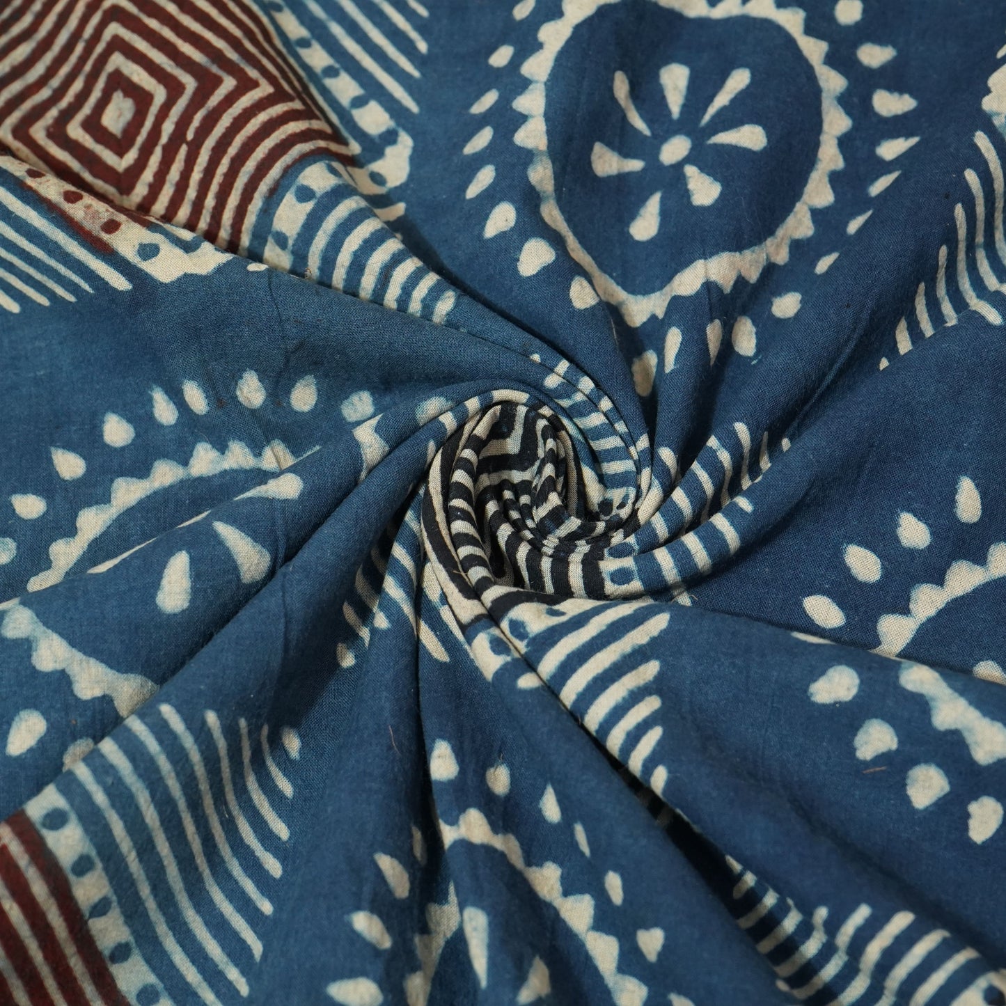 Blue Handblock Ajrakh Print Cotton Fabric 23476