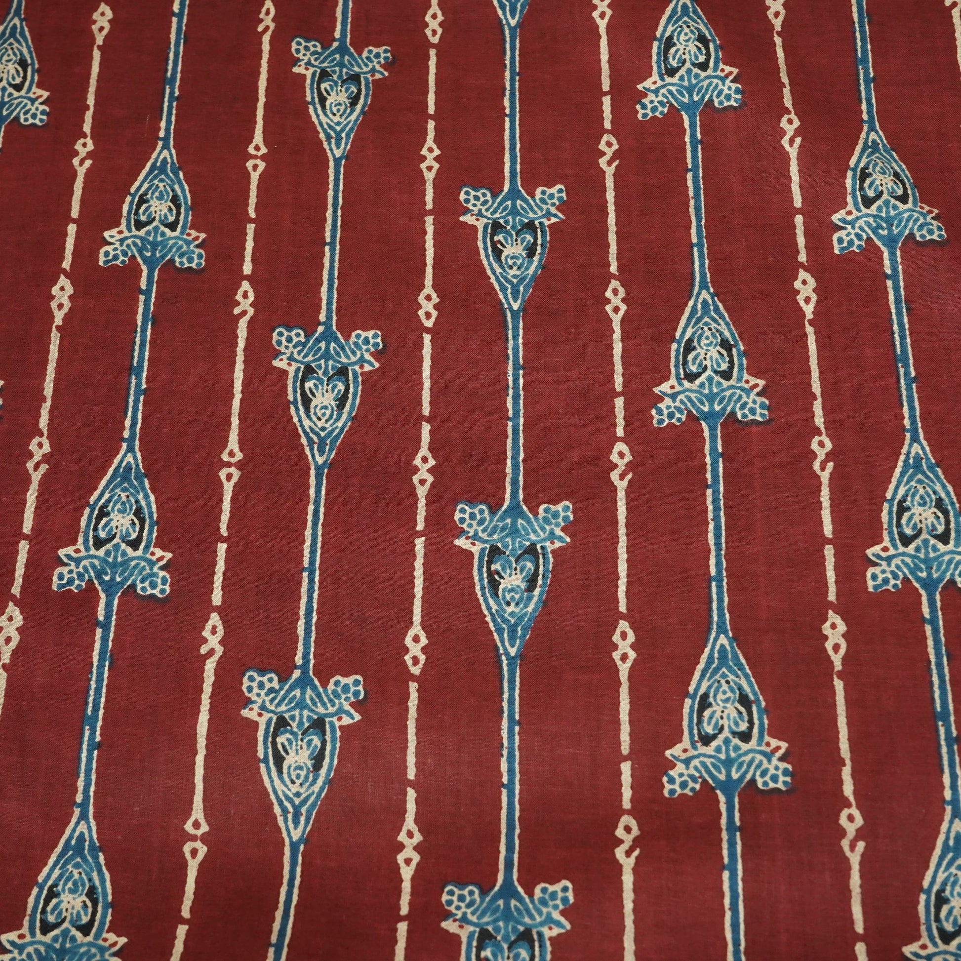 Maroon Handblock Cotton Fabric 23437