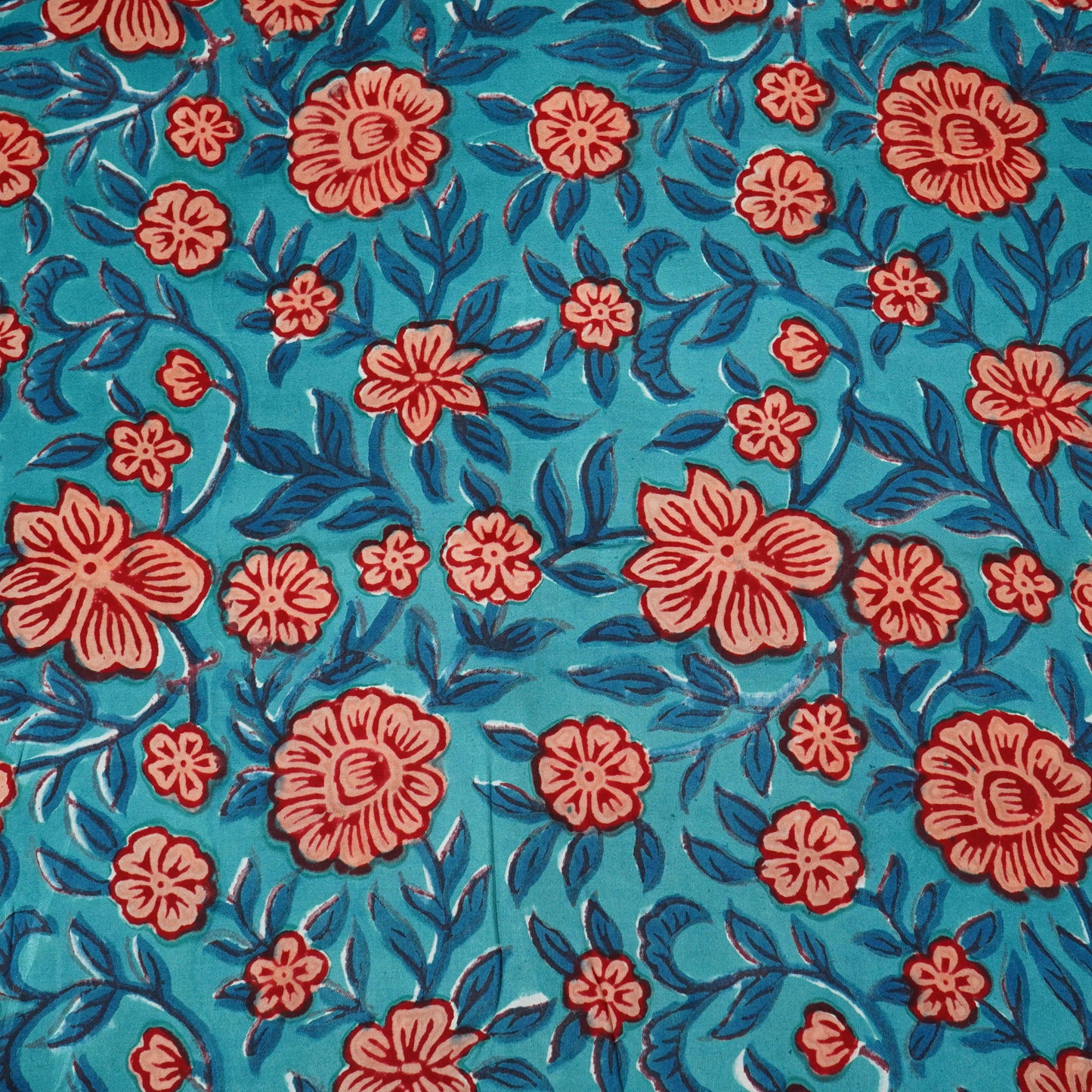 Blue Floral Print Cotton Fabric 23599 