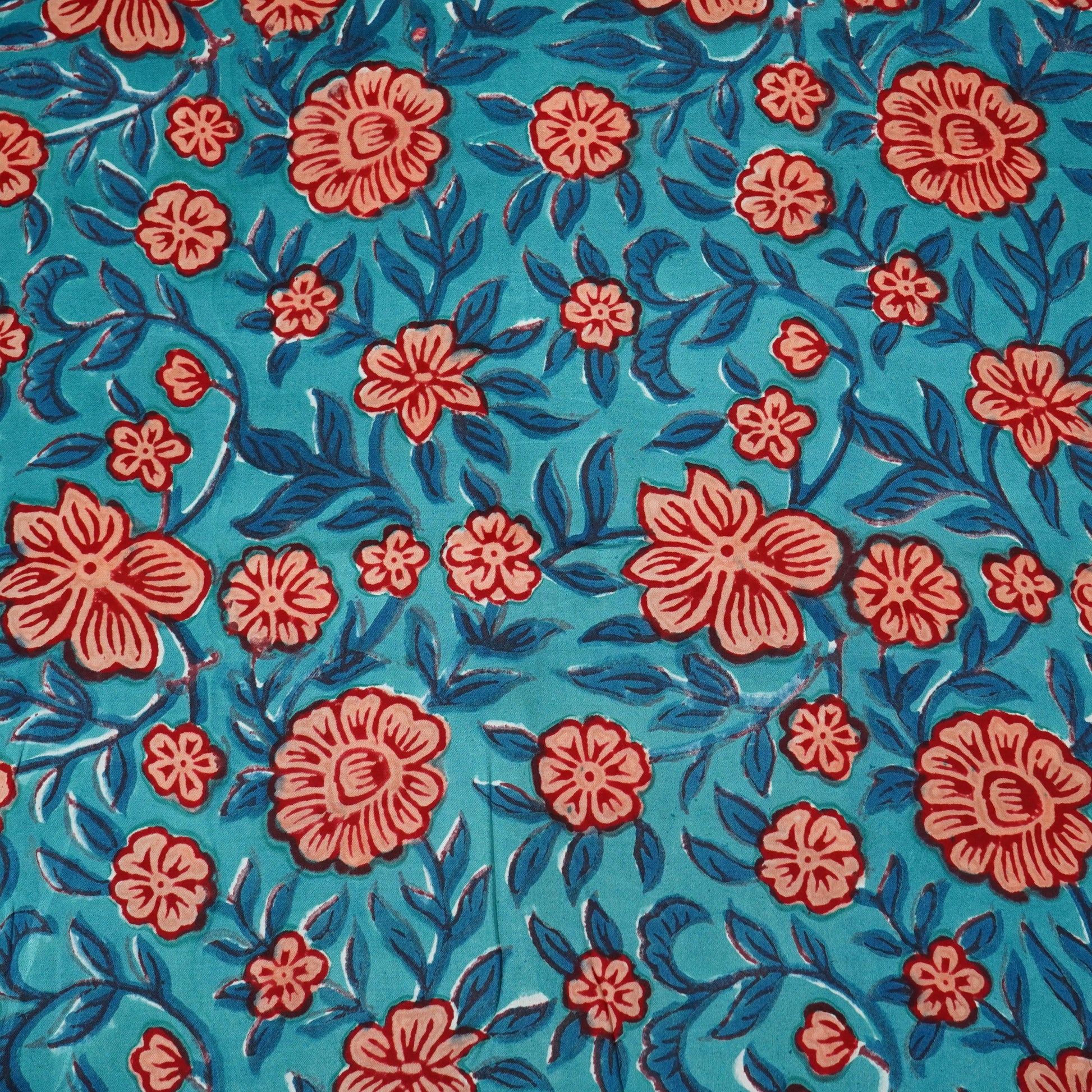 Blue Floral Print Cotton Fabric 23599 