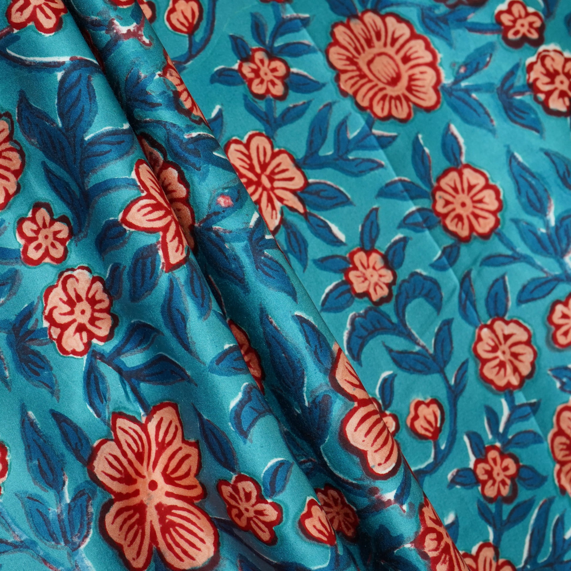 Blue Floral Print Cotton Fabric 23599 