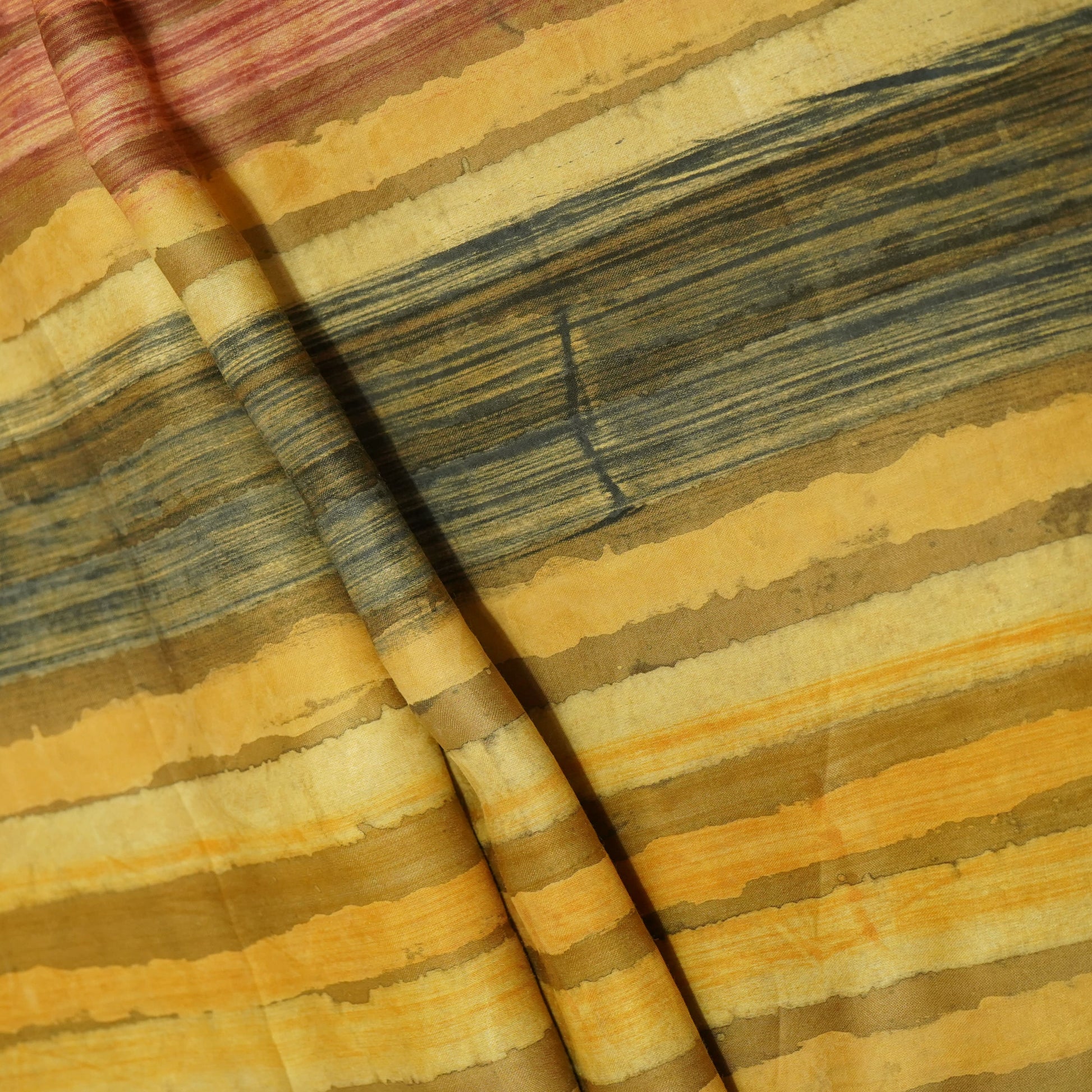 Brown & Multicolor Stripes Modal Satin Fabric 23611