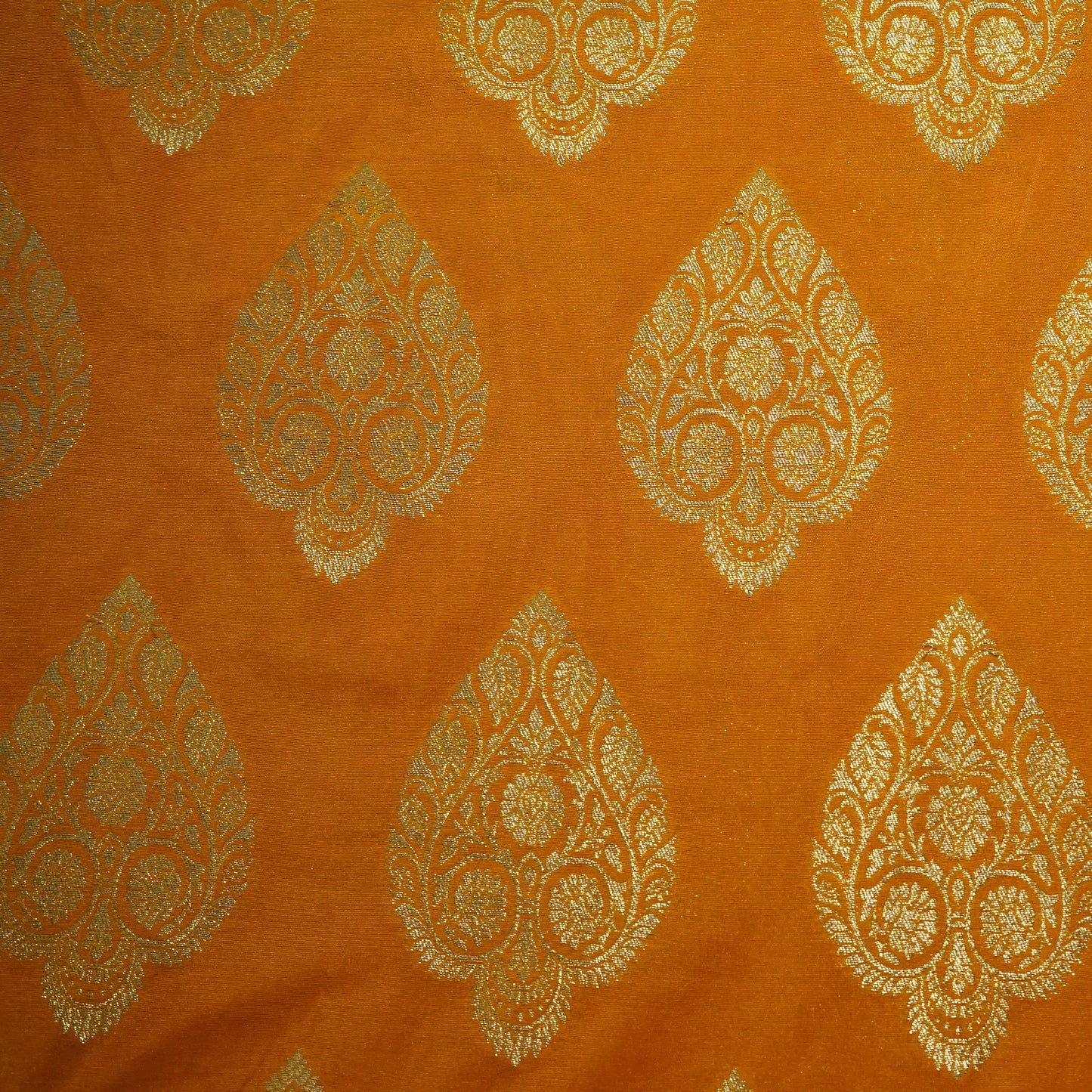 Mustard Golden Zari Kattan Silk Fabric 21875