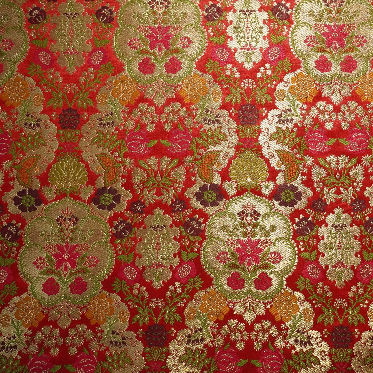 Red Khinkhwab Brocade Fabric 21918