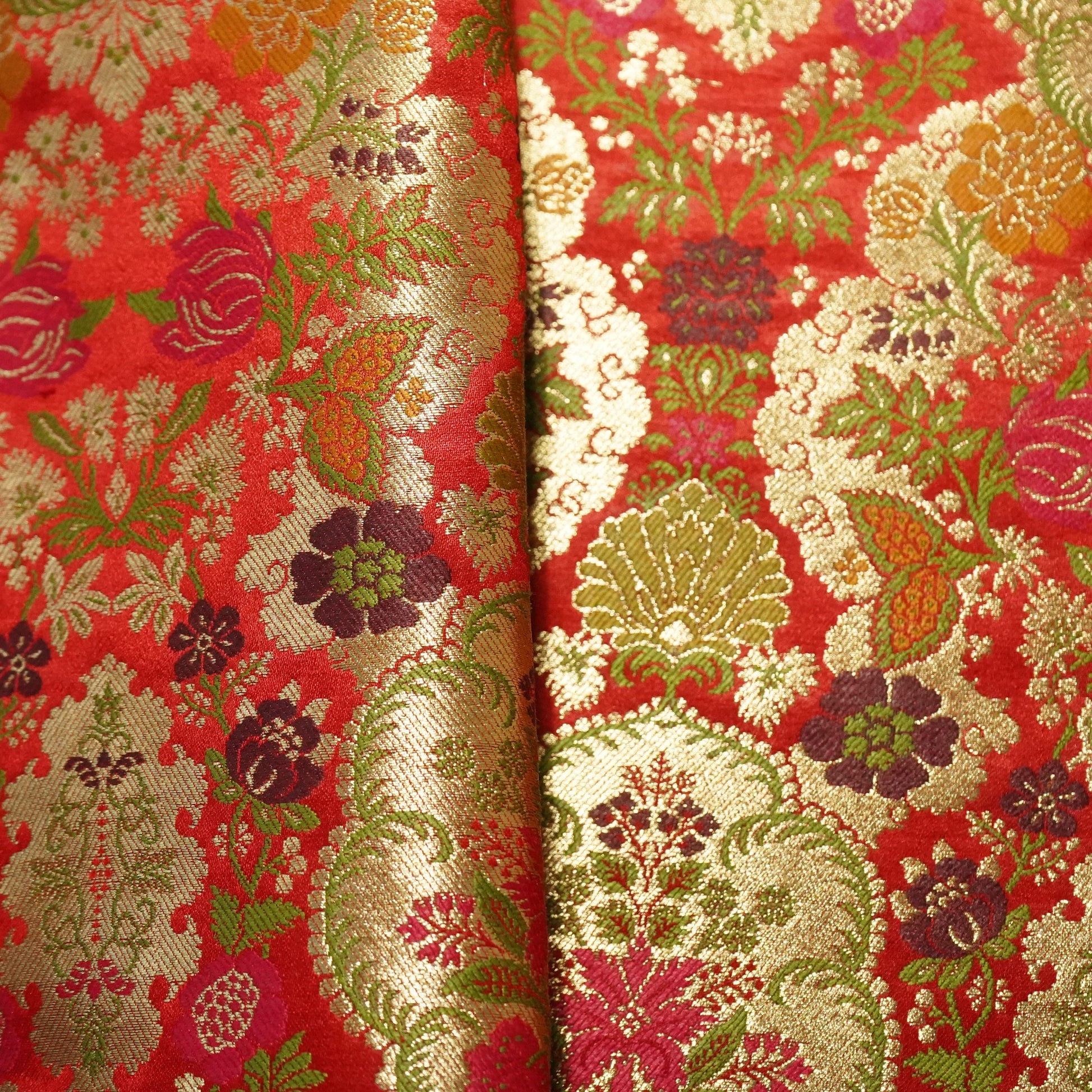 Red Khinkhwab Brocade Fabric 21918