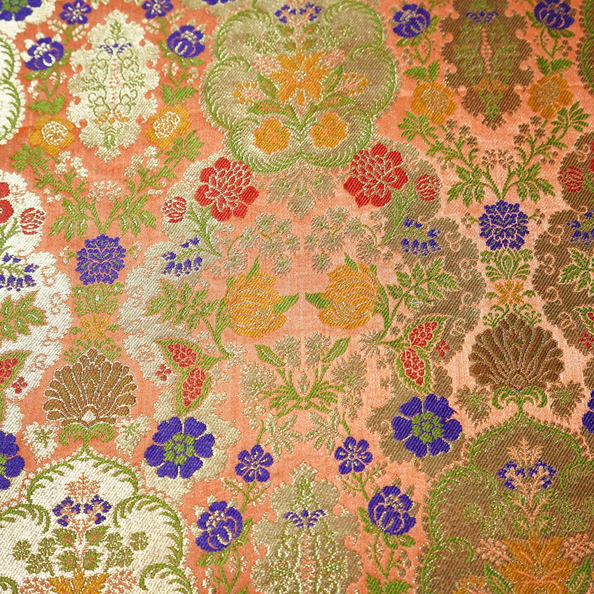 Peach Khinkhwab Brocade Fabric 21920