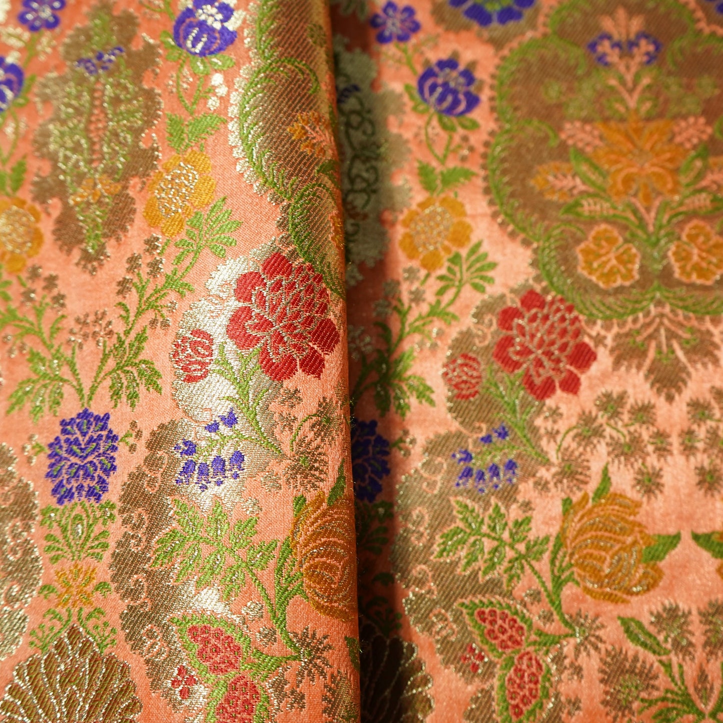 Peach Khinkhwab Brocade Fabric 21920