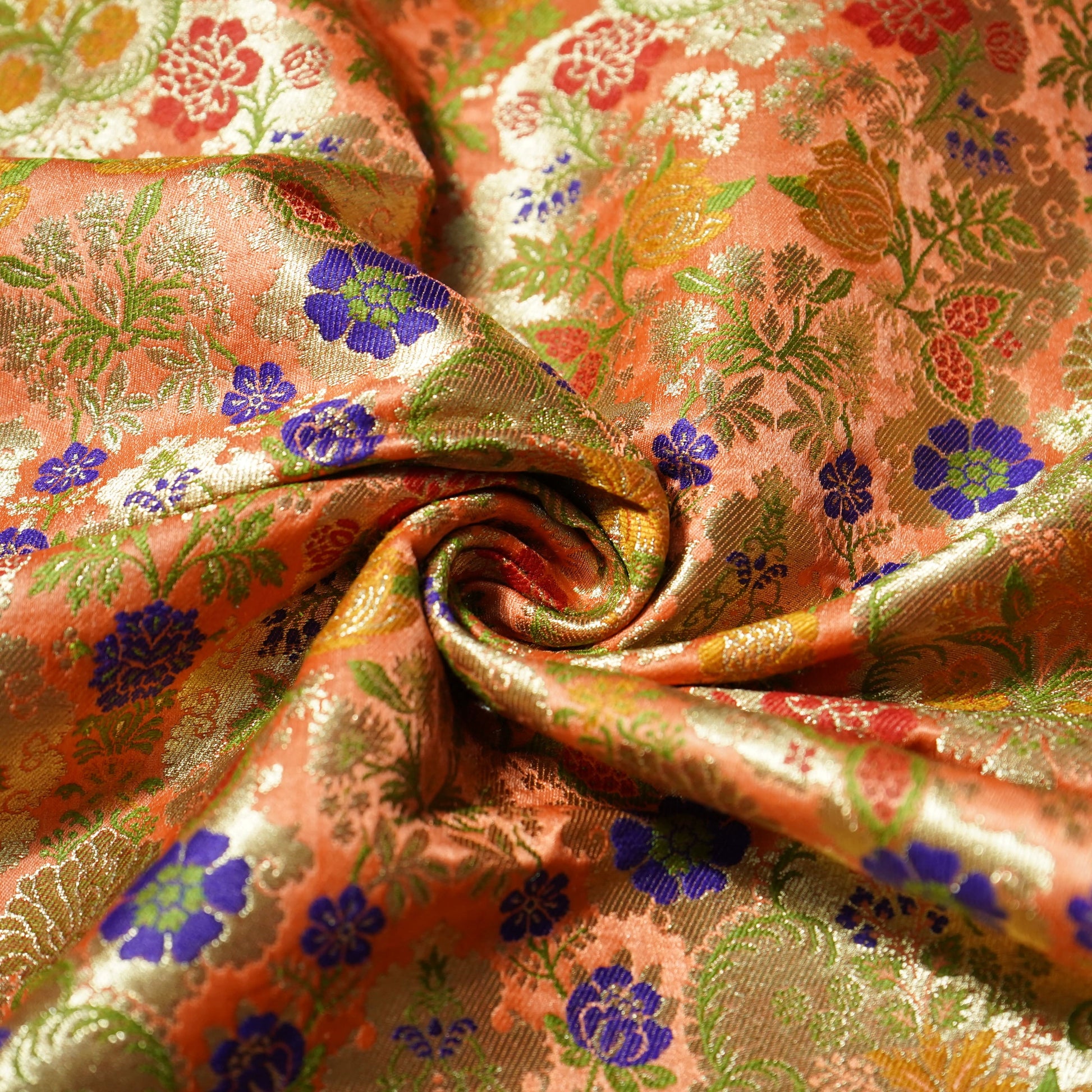 Peach Khinkhwab Brocade Fabric 21920