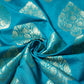 Sky Blue Golden Zari Kattan Silk Fabric 21872