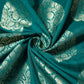 Dark Green Golden Zari Kattan Silk Fabric 21869