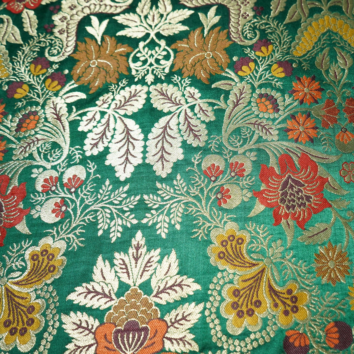 Dark Green Khinkhwab Brocade Fabric 21916