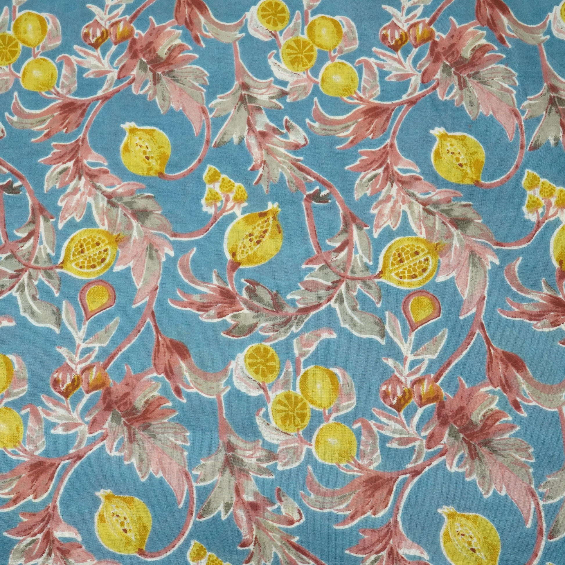 Blue Floral Print Cotton Fabric