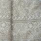 Premium  Dark Cream Paisley Sequence Embroidery Georgette Chikankari Fabric