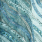 Teal Blue Imported Pearl & Beads Sequence Thread Embroidery Net Fabric