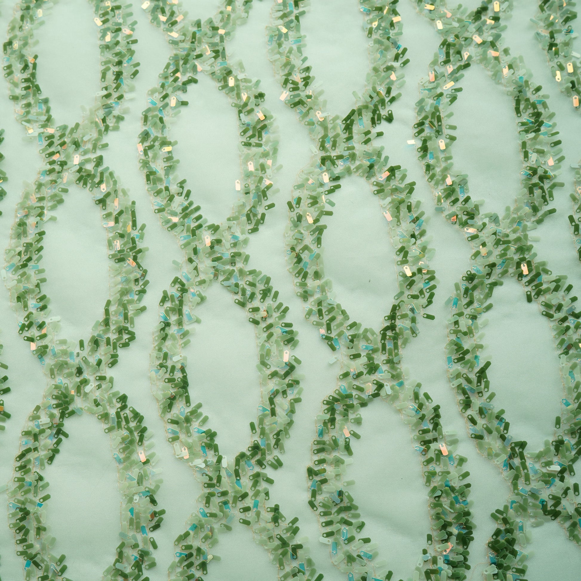 Green Sequence Orangza Fabric