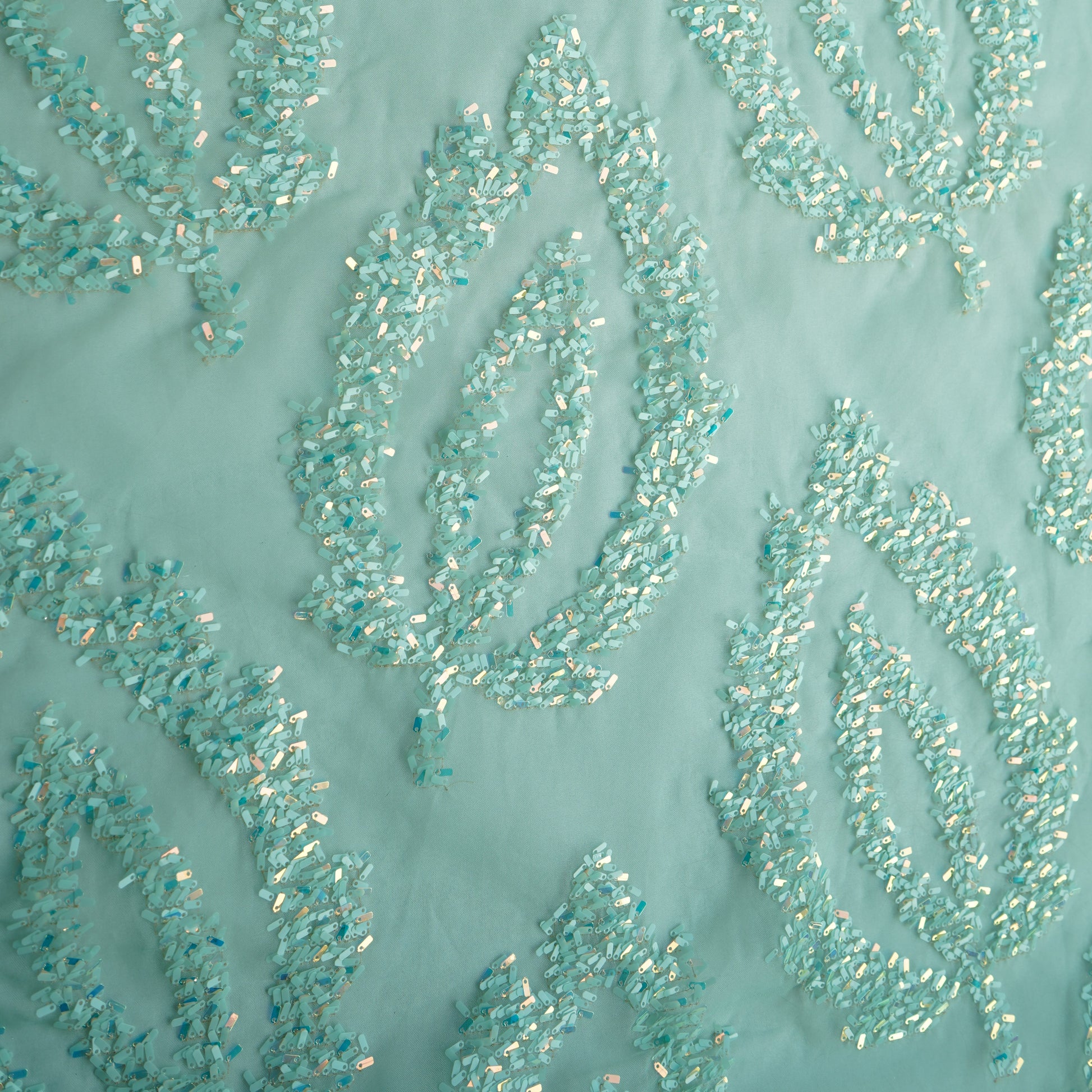 Mint Green Sequence Orangza Fabric