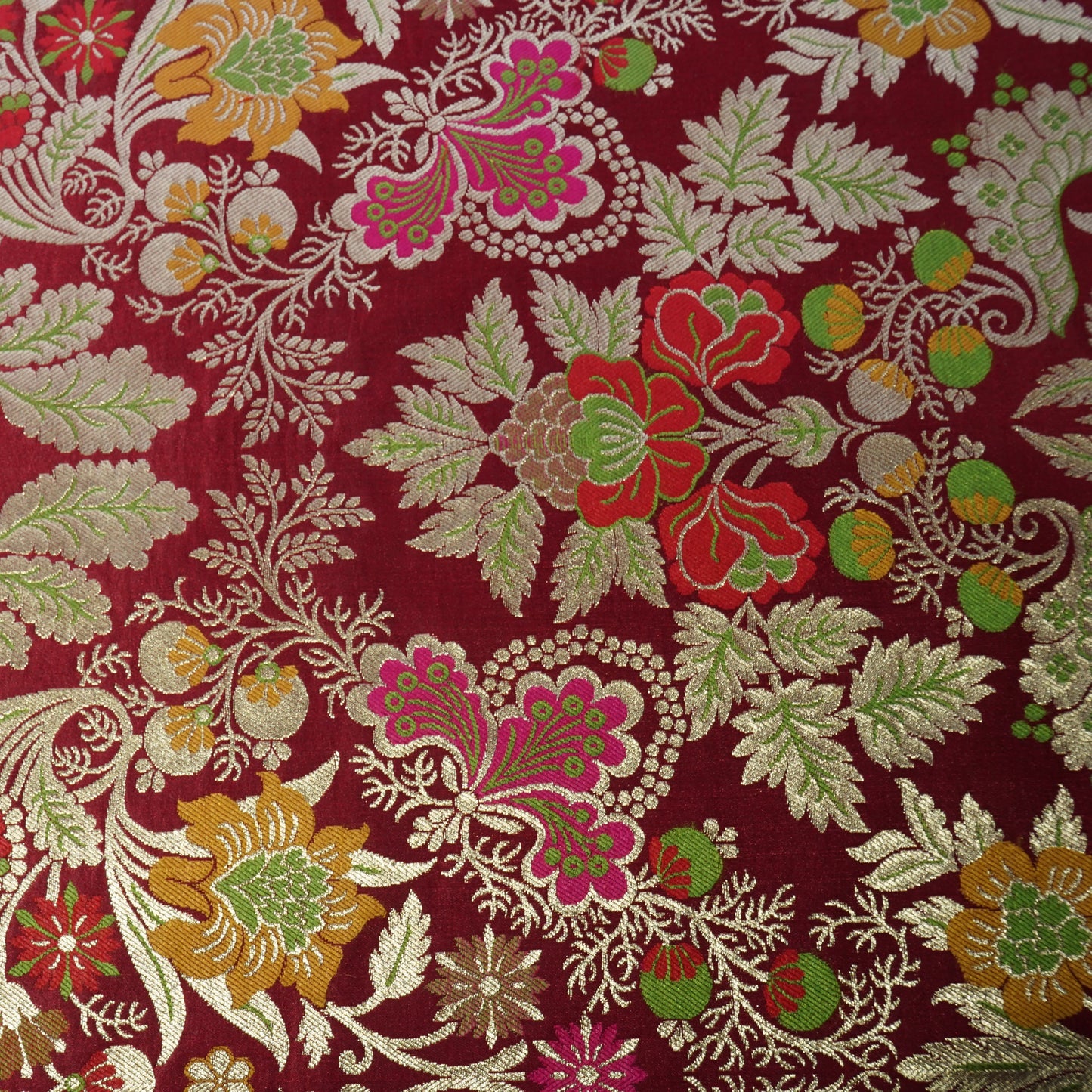 Dark Red Khinkhwab Brocade Fabric 21924