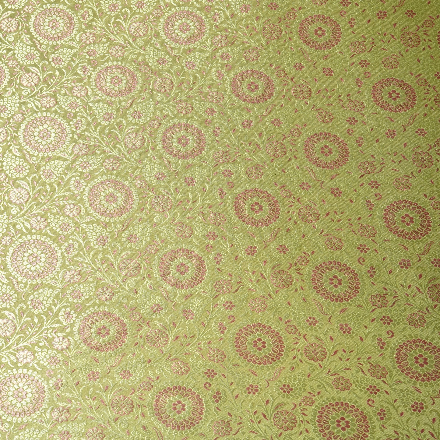 Green Floral Tanchui Silk Fabric