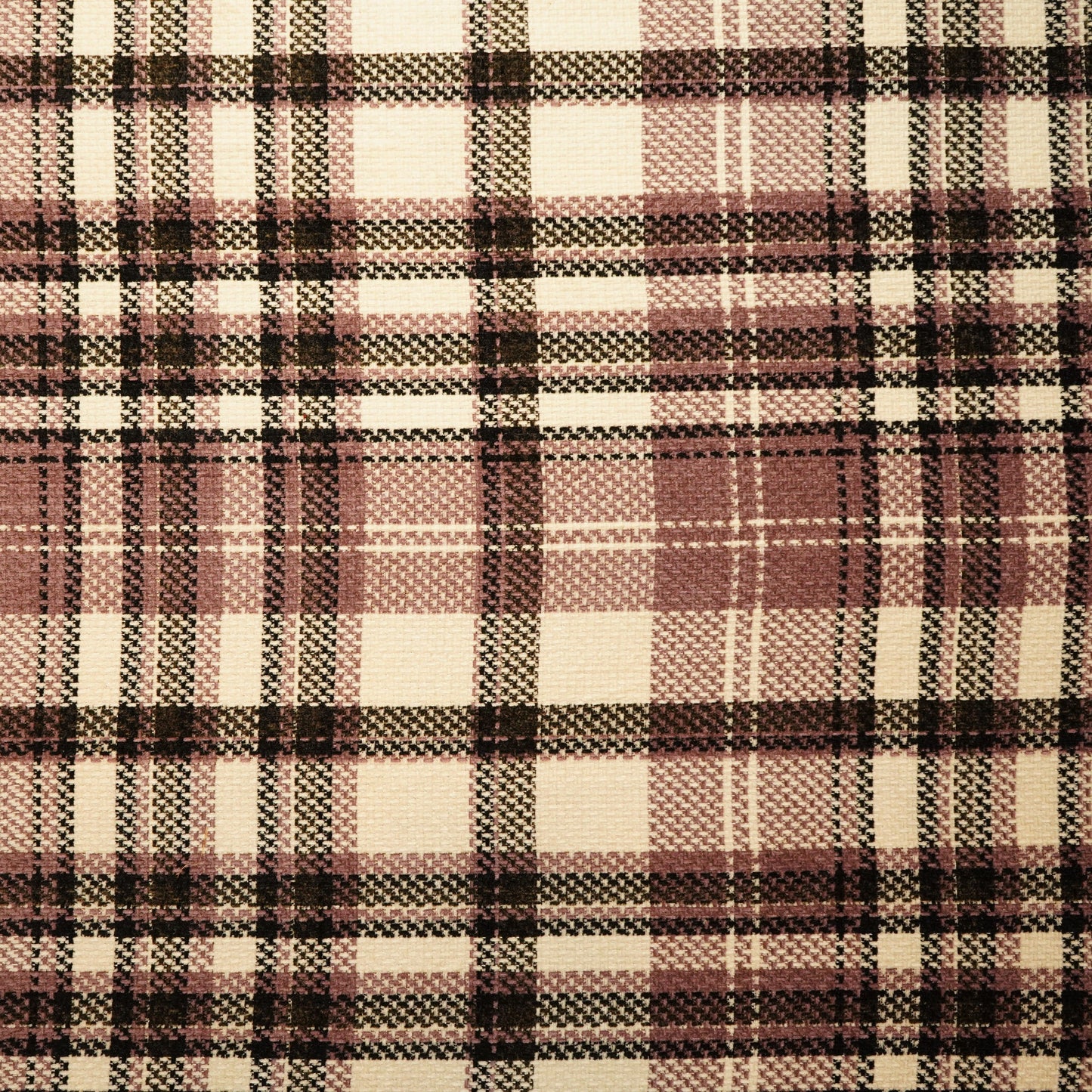 Lavender & Off White Check Tweed Fabric