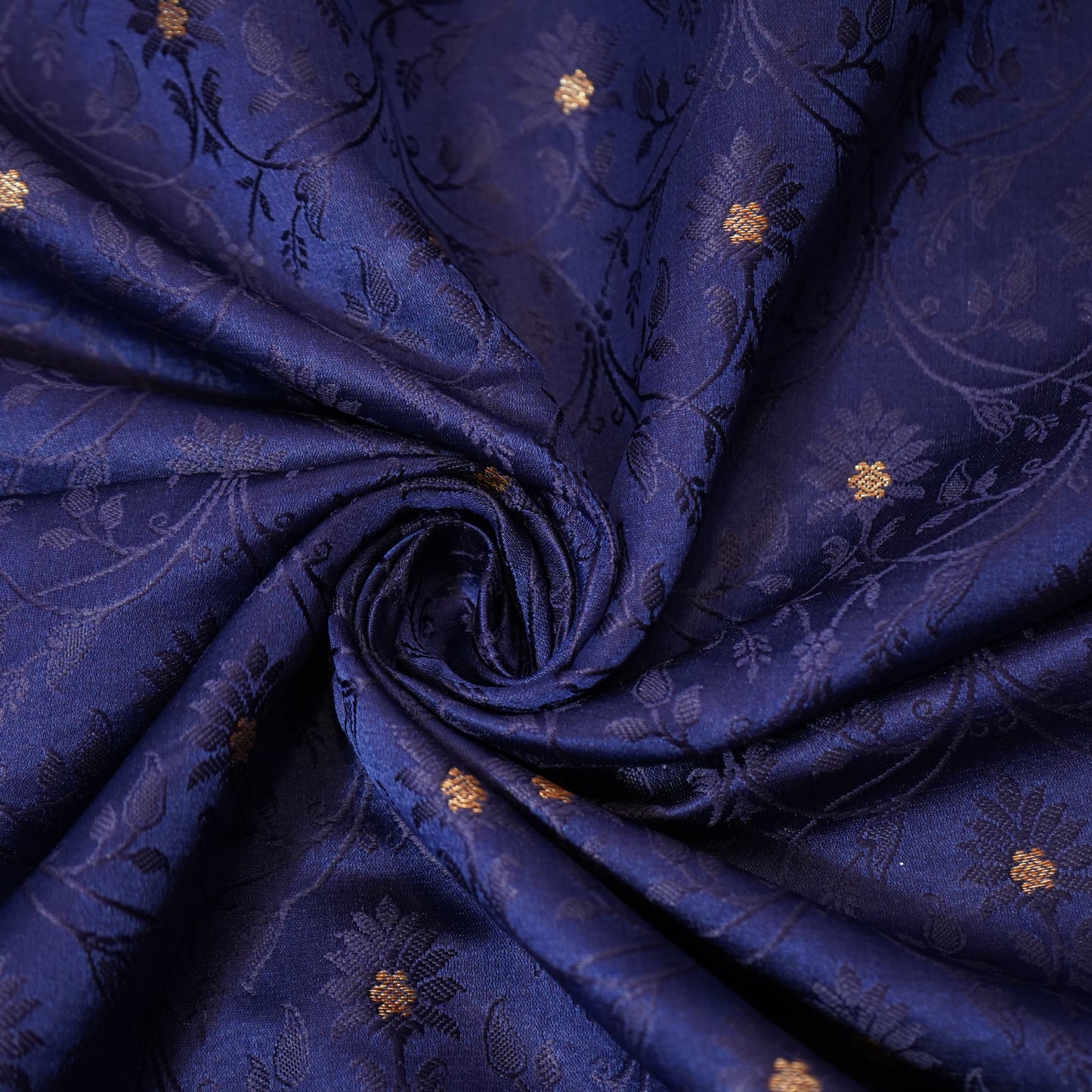 Navy Blue Banarasi Brocade Fabric