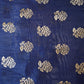 Navy Blue Golden Floral  with foil Chanderi Fabric