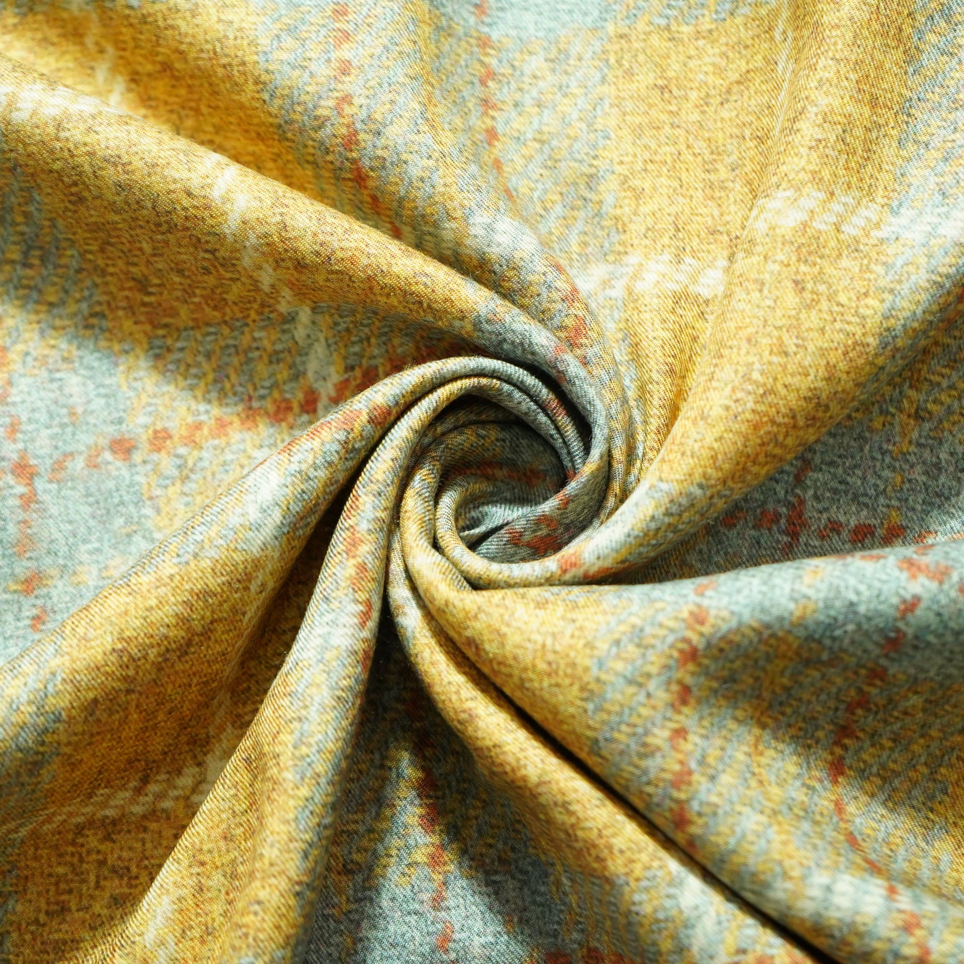 Mustard & Grey Check Print Pashmina Fabric