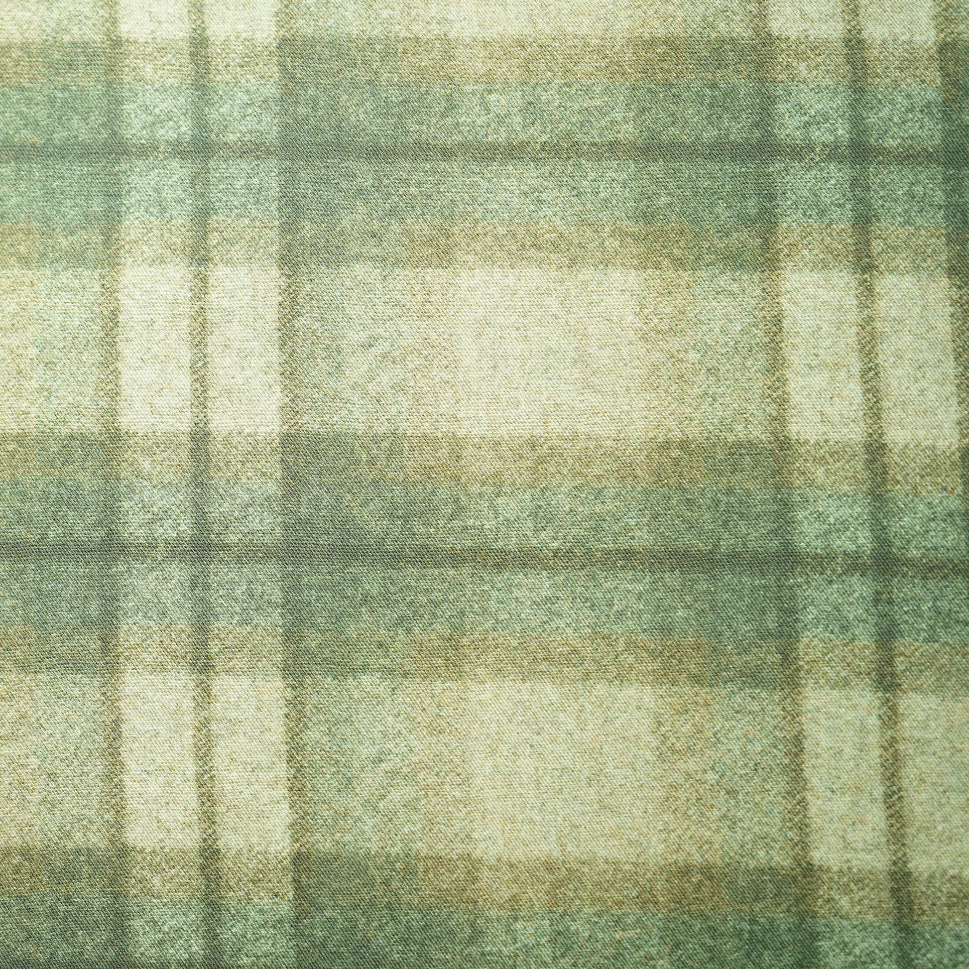 Military Green Check Print Pashmina Fabric