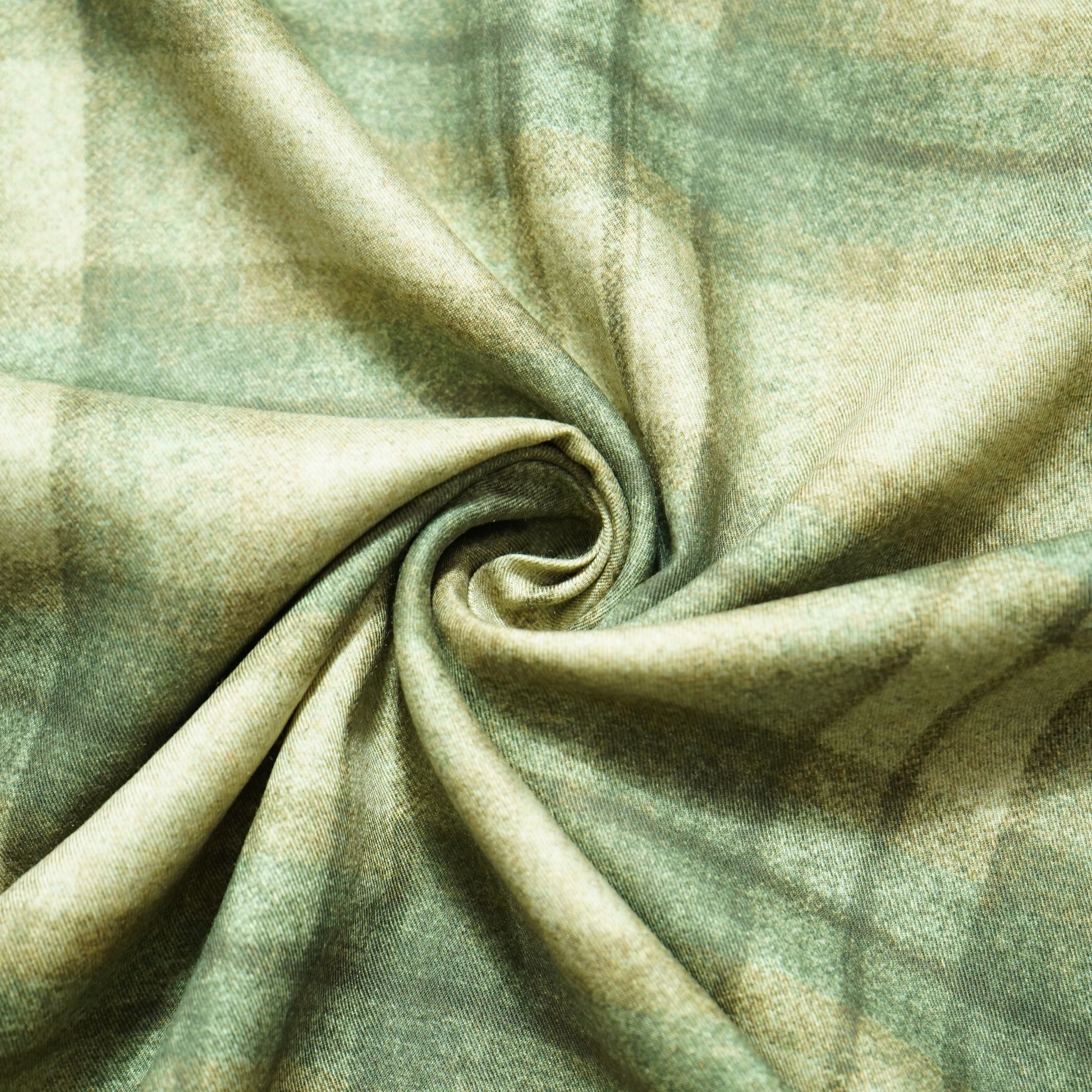 Military Green Check Print Pashmina Fabric