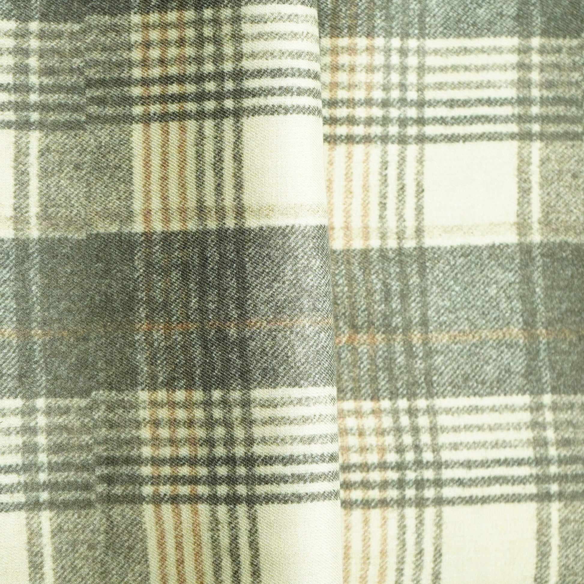 Brown & Beige Check Print Pashmina Fabric