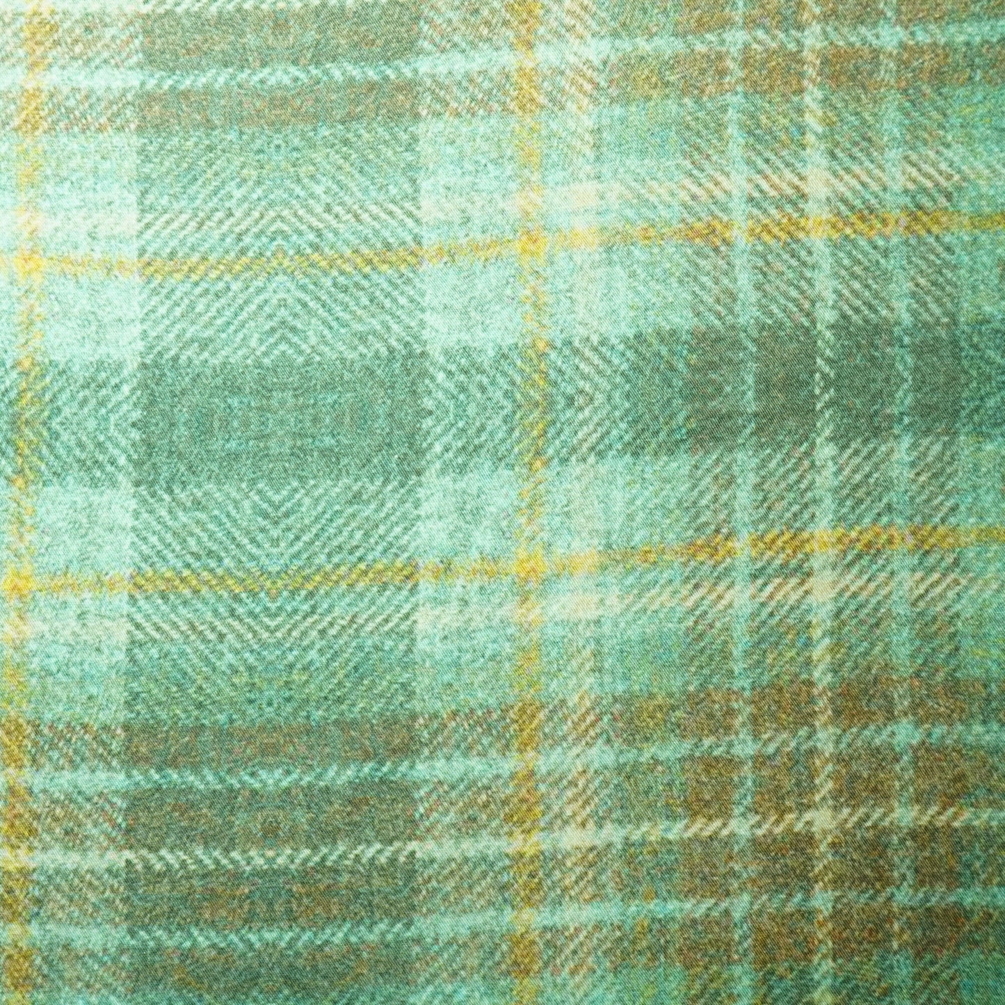 Sea Green Brown Check Pashmina Fabric