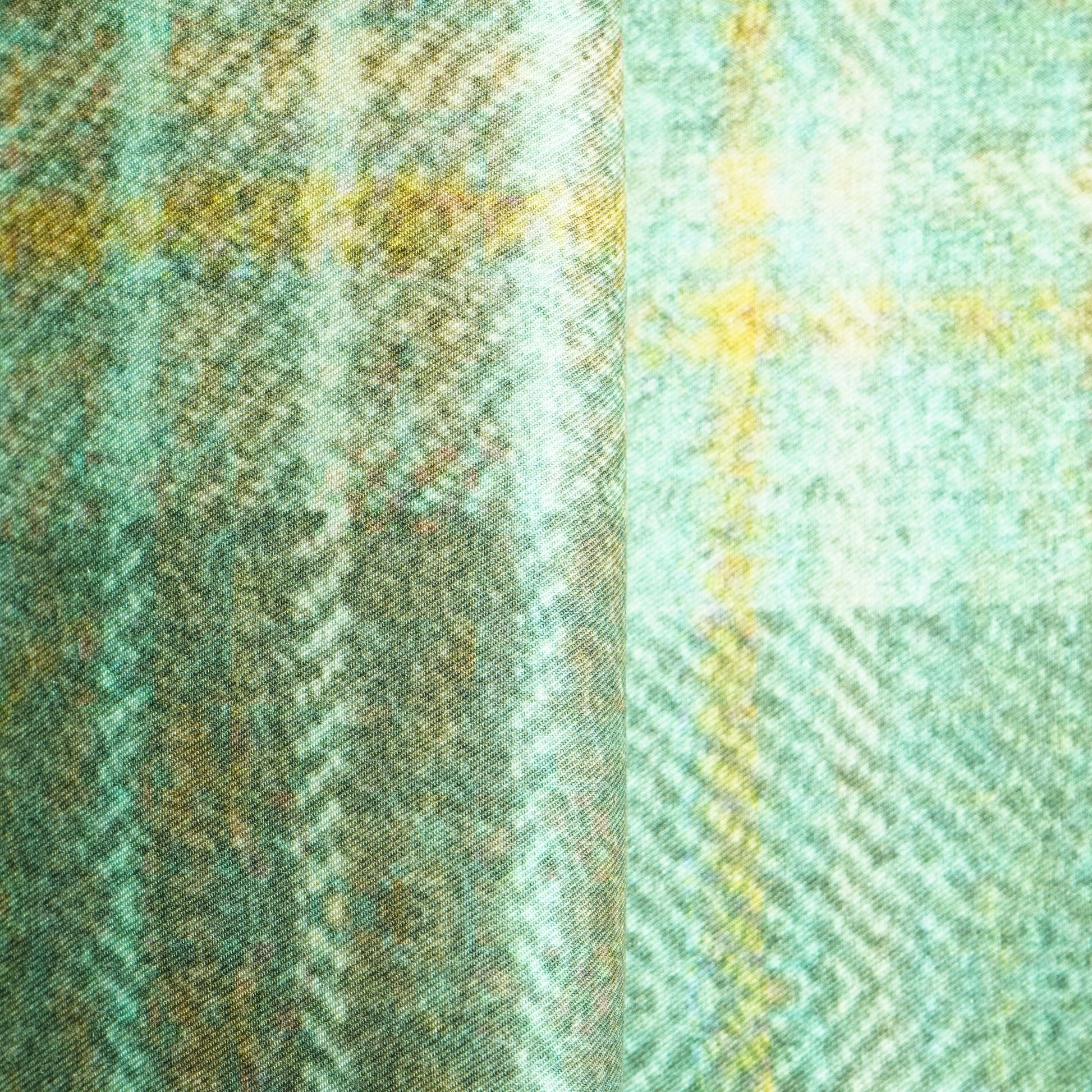 Sea Green Brown Check Pashmina Fabric