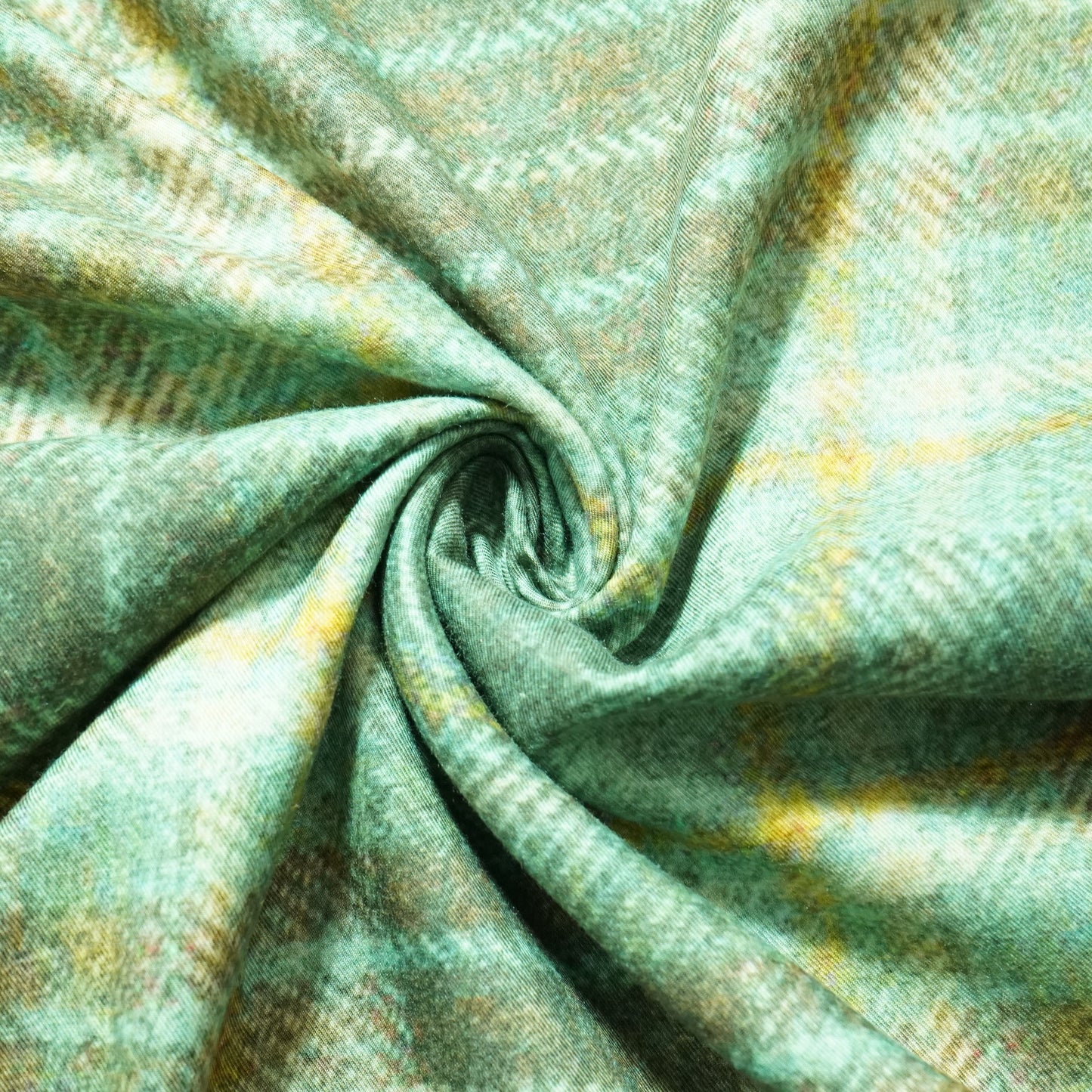 Sea Green Brown Check Pashmina Fabric