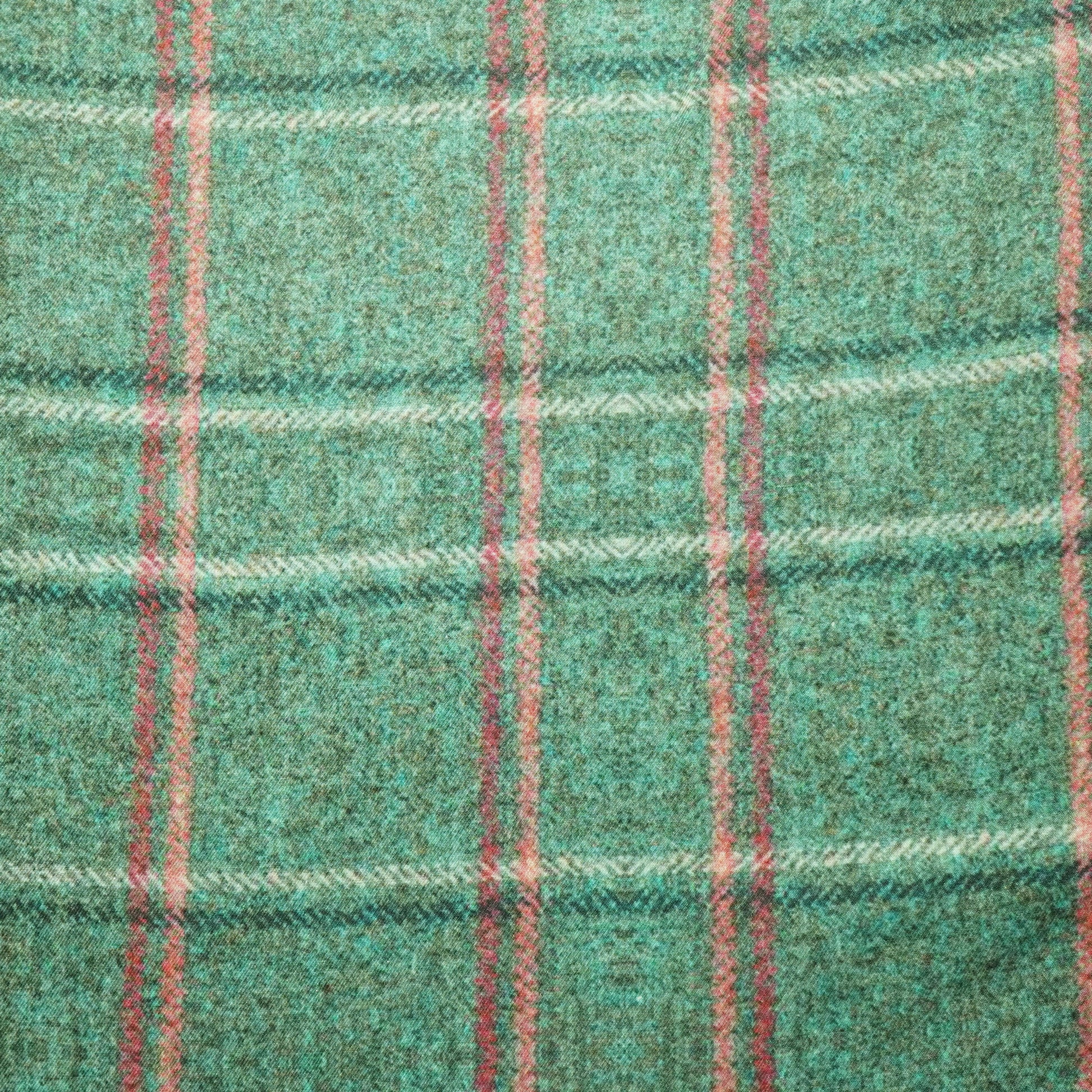 Powder Blue Check Print Pashmina Fabric